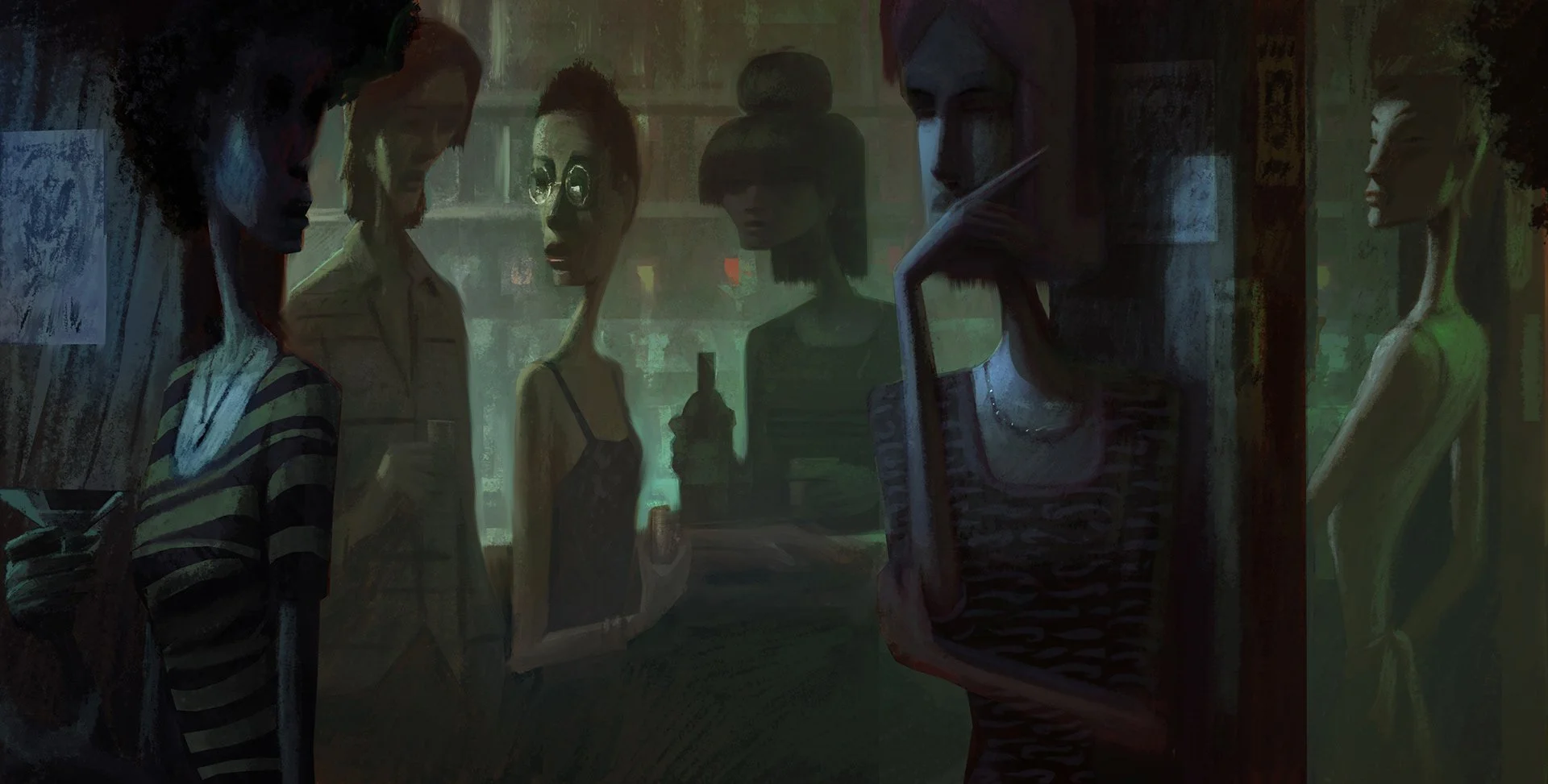 CBGB Cocktail 
18" x 28" mixed media