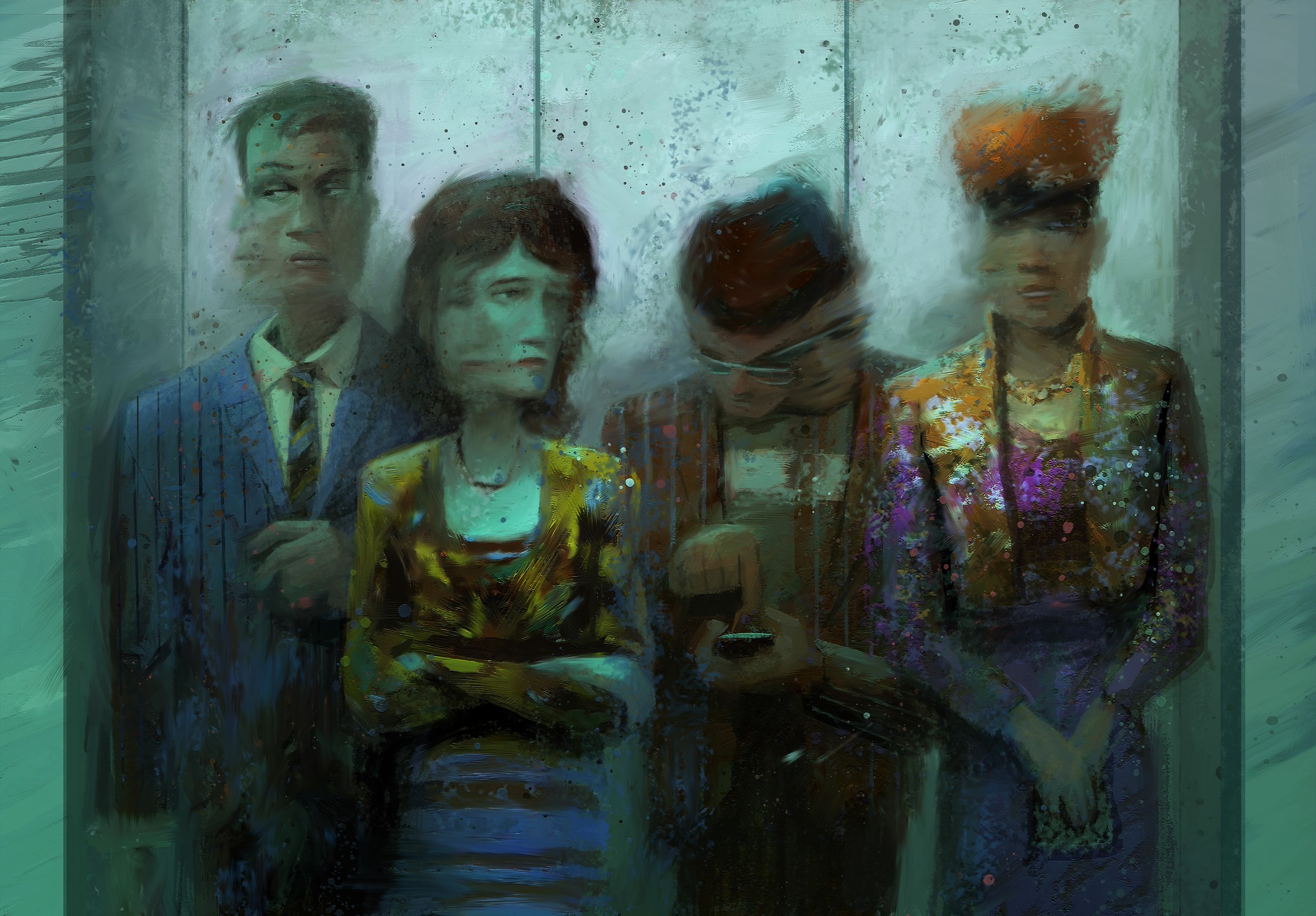 Office Elevator 
24" x 36" mixed media 
SOLD