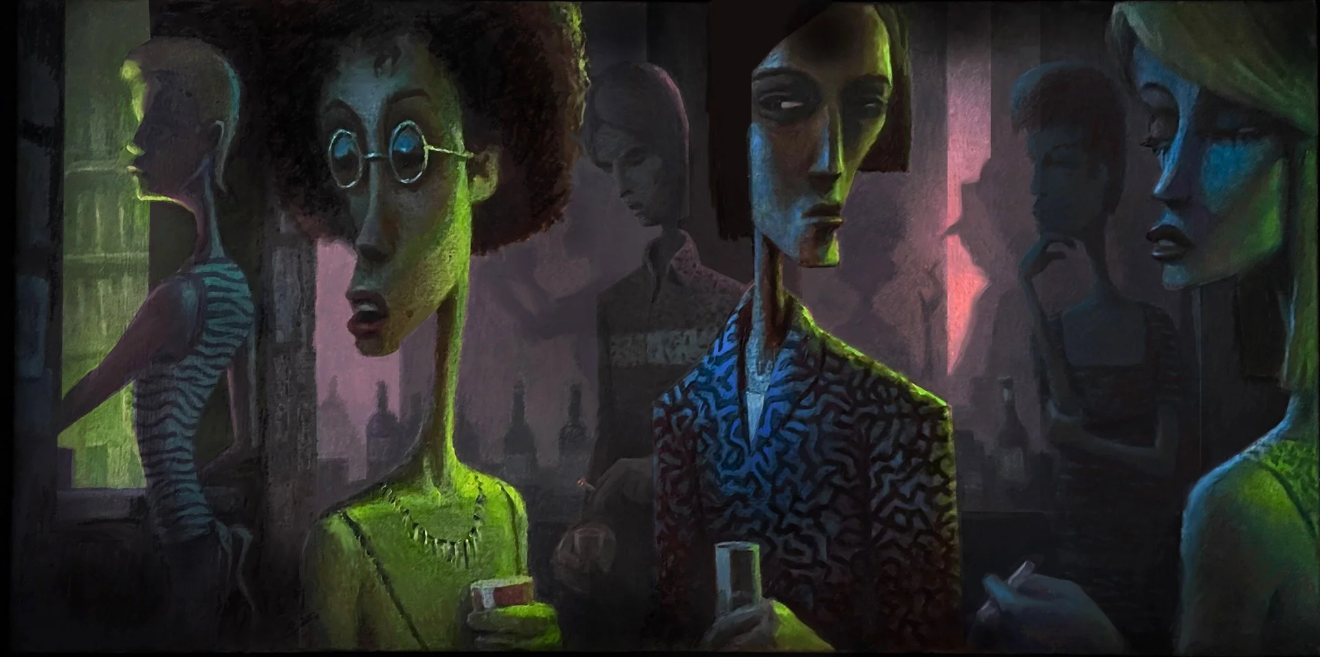 Happy Hour 
14" x 28" oil on canvas