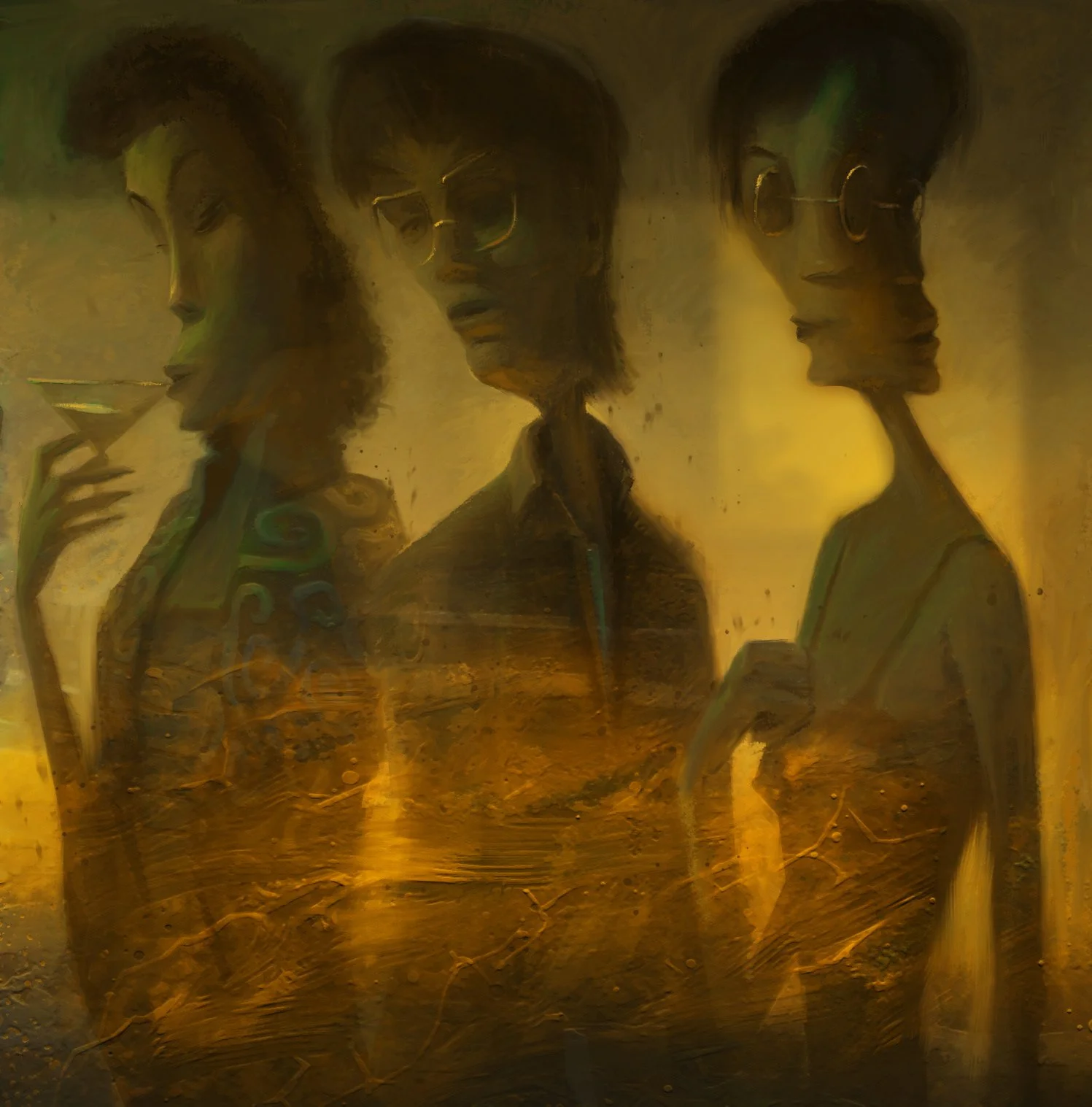 The Visitors 
24" x 30" mixed media