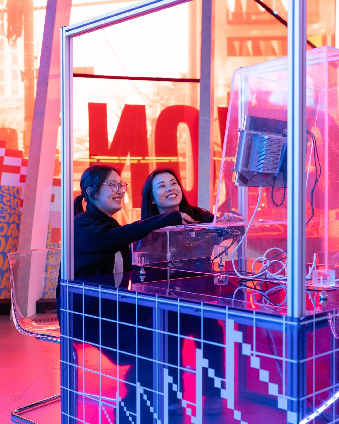 Some really fun interactive artworks in @scigallerymel DISTRACTION exhibition 💙

1 + 2. Installation view of Arcade by Freeplay 
3. Installation view of Epic Sock Puppet Theatre by Jennifer Gradecki and Derek Curey 
4. Installation view of Love Byte