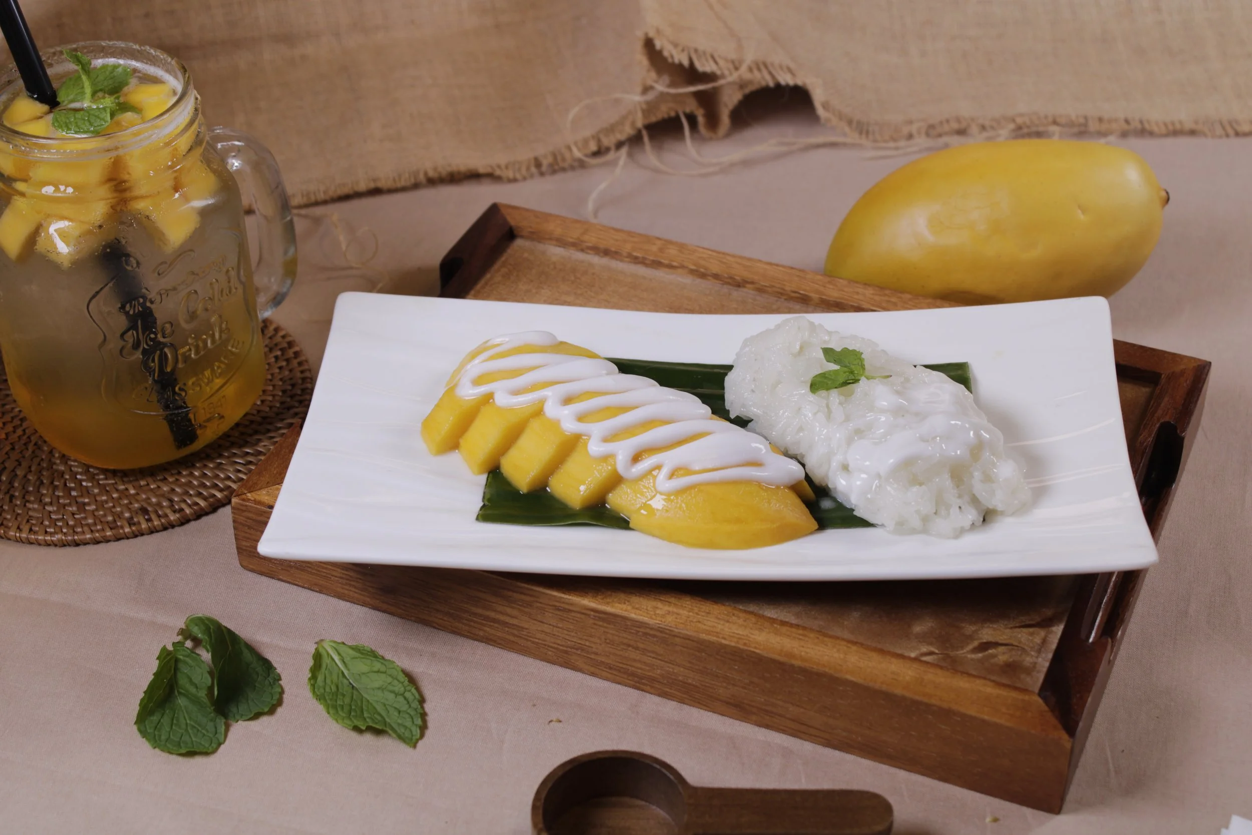 Siam Kitchen mango sticky rice plate from the dessert men