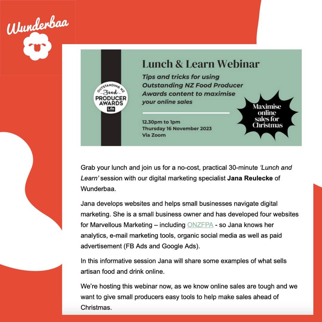 Looking forward to tomorrow's webinar with some fantastic New Zealand Food Producers.

Can't wait to connect with you there 🙌! Special thanks to @outstandingfoodproducerawards for putting together this event!

I will share some insights &amp; tips a