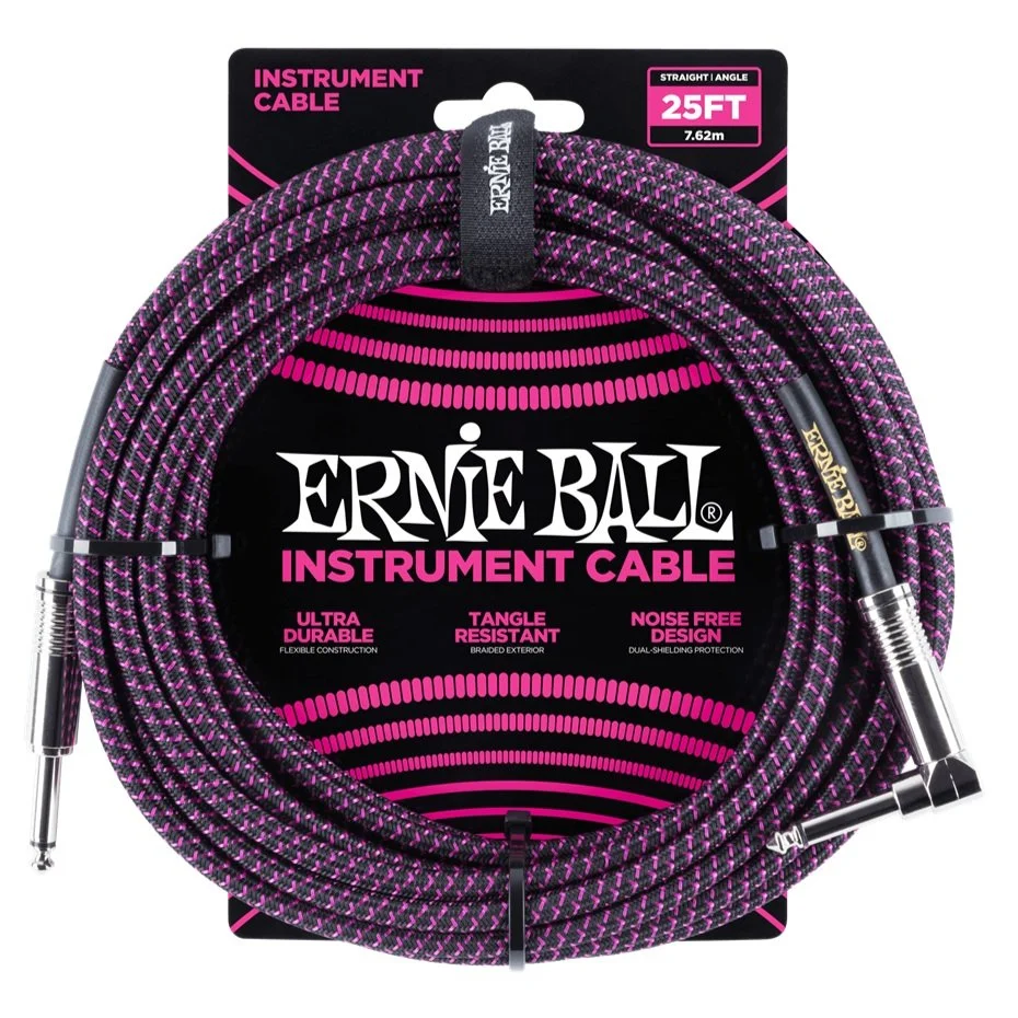 EB Braided 25ft Cables Straight-Angle - Black Purple