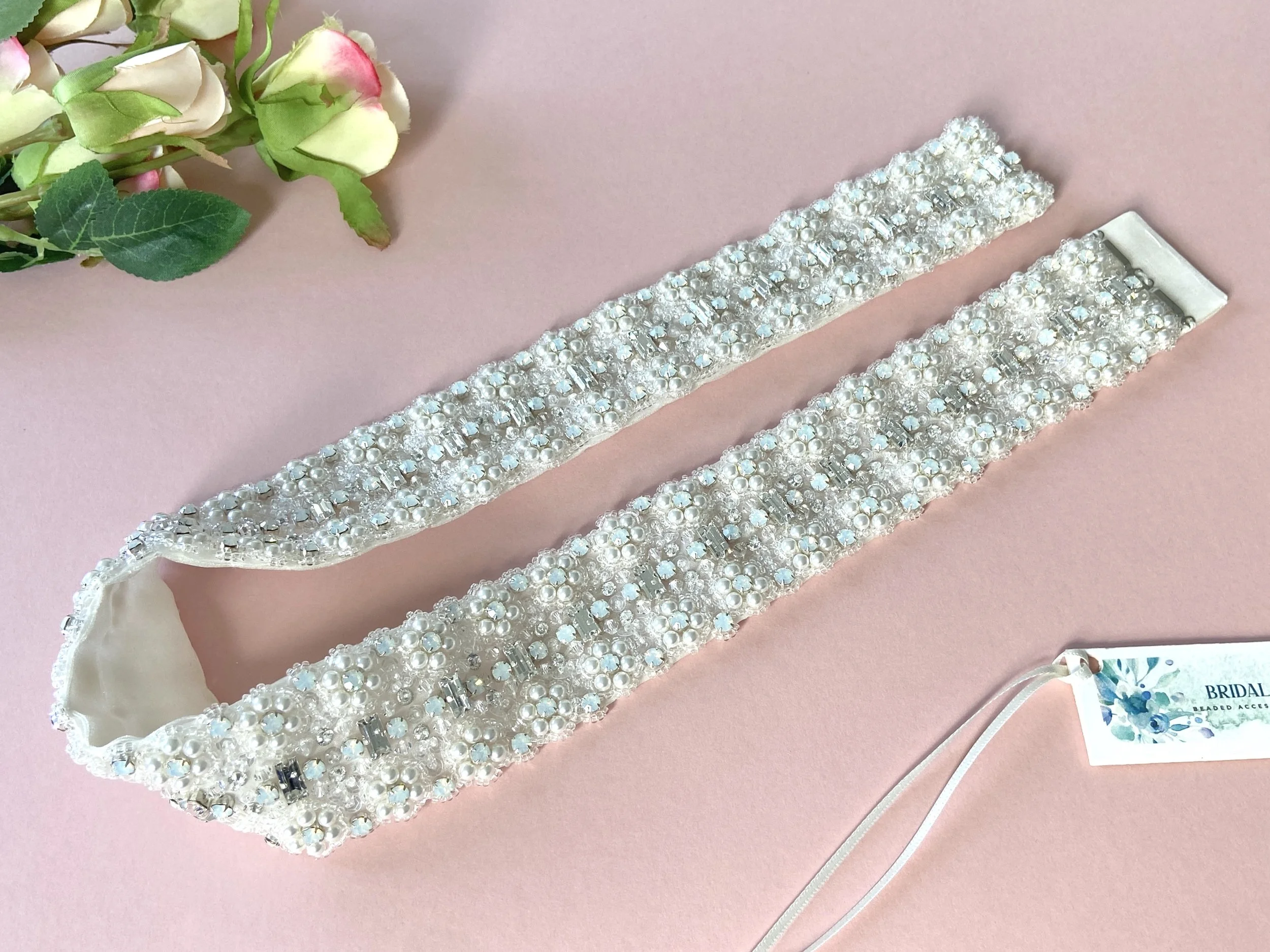 clasp pearl bridal belt