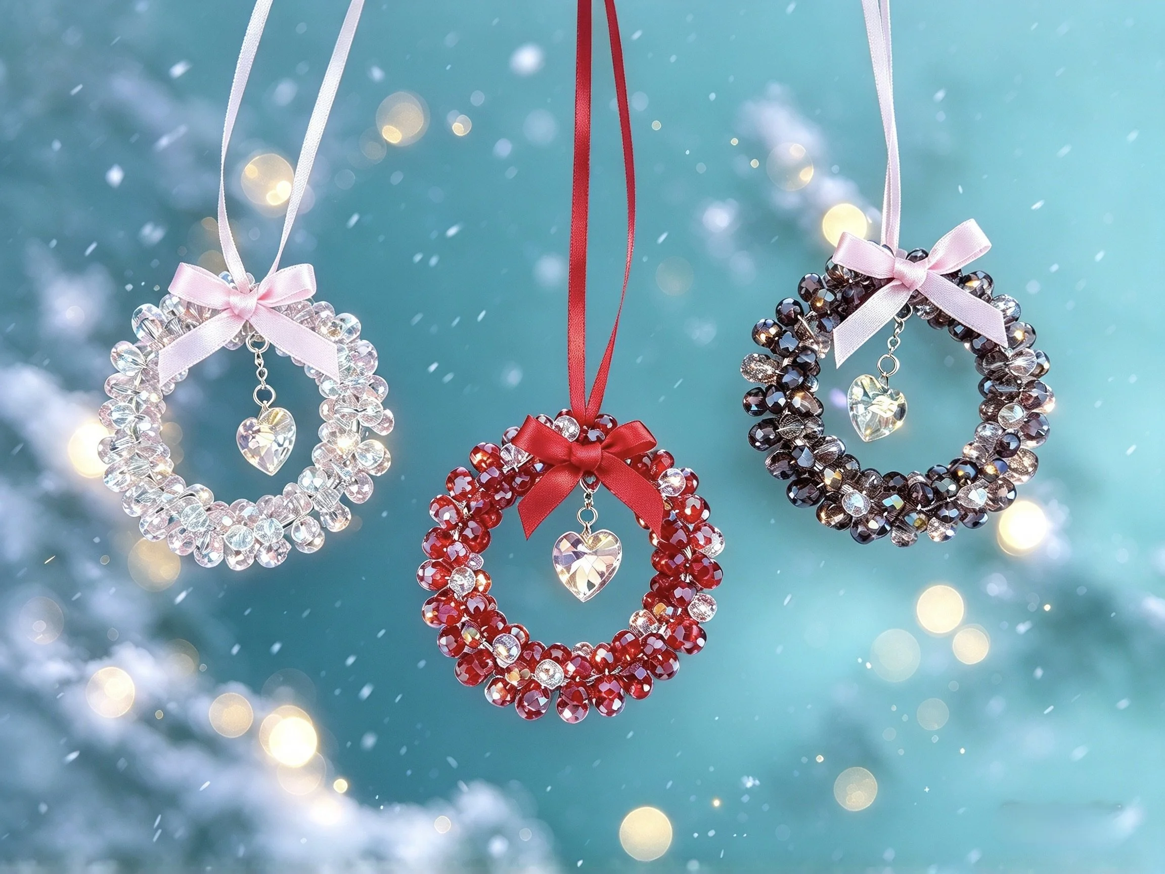 Round Christmas Wreath Decoration With A Heart