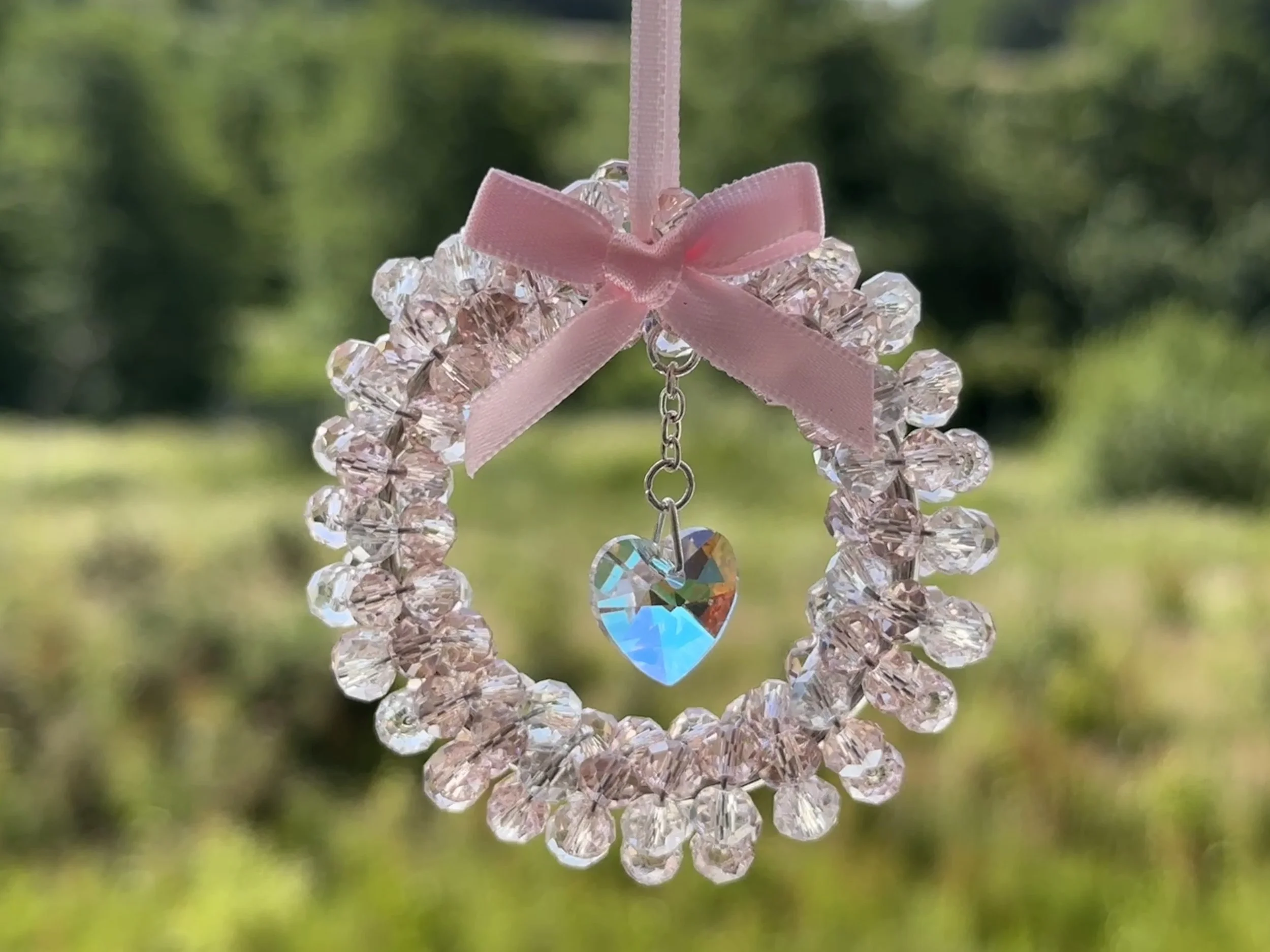 Pink suncatcher decoration with heartIMG_3223 4.JPG