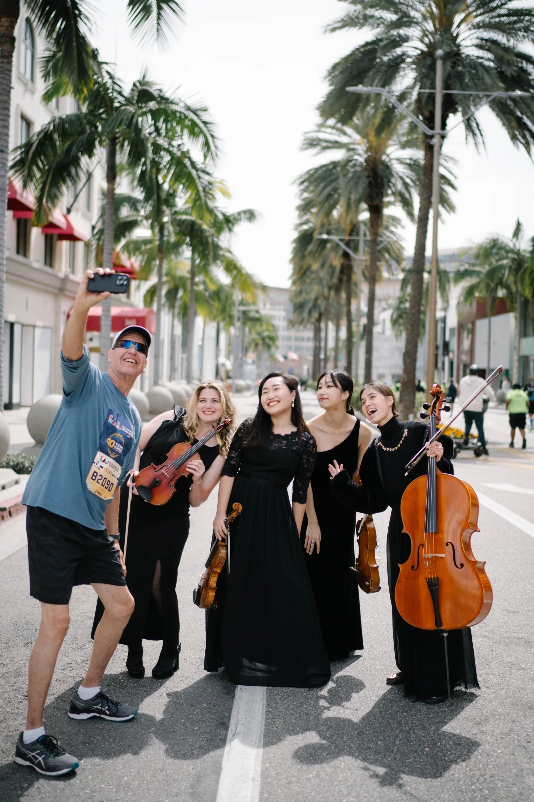 Pink Mozart String Quartet performing for LA Marathon 2025