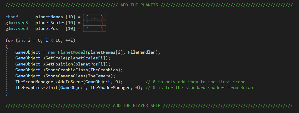 Initializing all planets