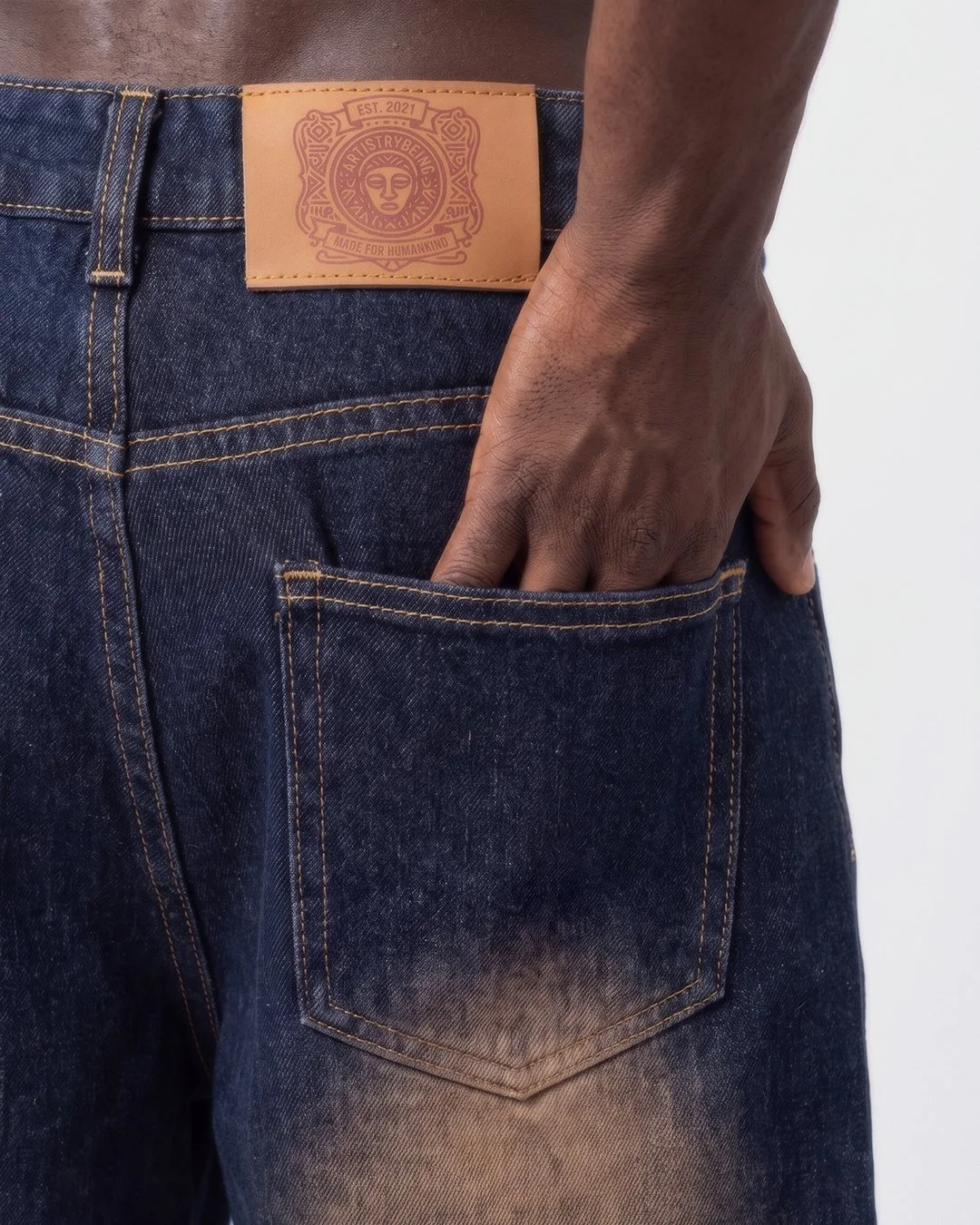 Mudwashed shorts Artistrybeing Leather label