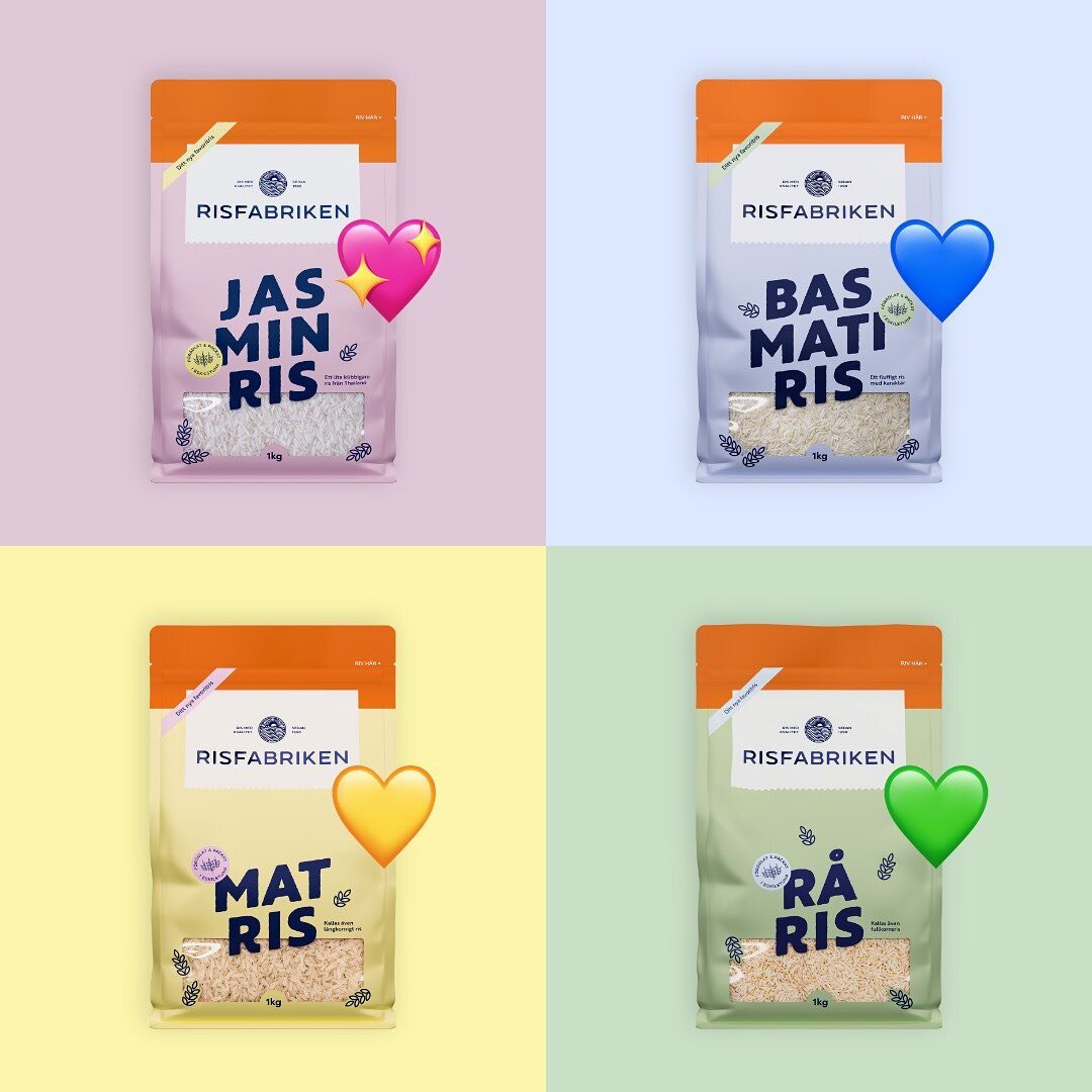 Ett risligt bra s&auml;llskap till middagen eller matl&aring;dan! Vilken &auml;r din favorit: 💖💙💛💚?

#risfabriken #riceandshine