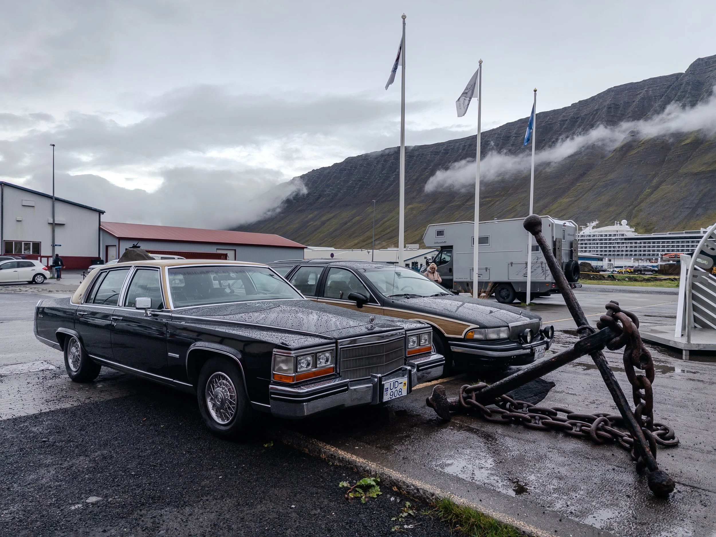 Parked by our camper, some American cars!