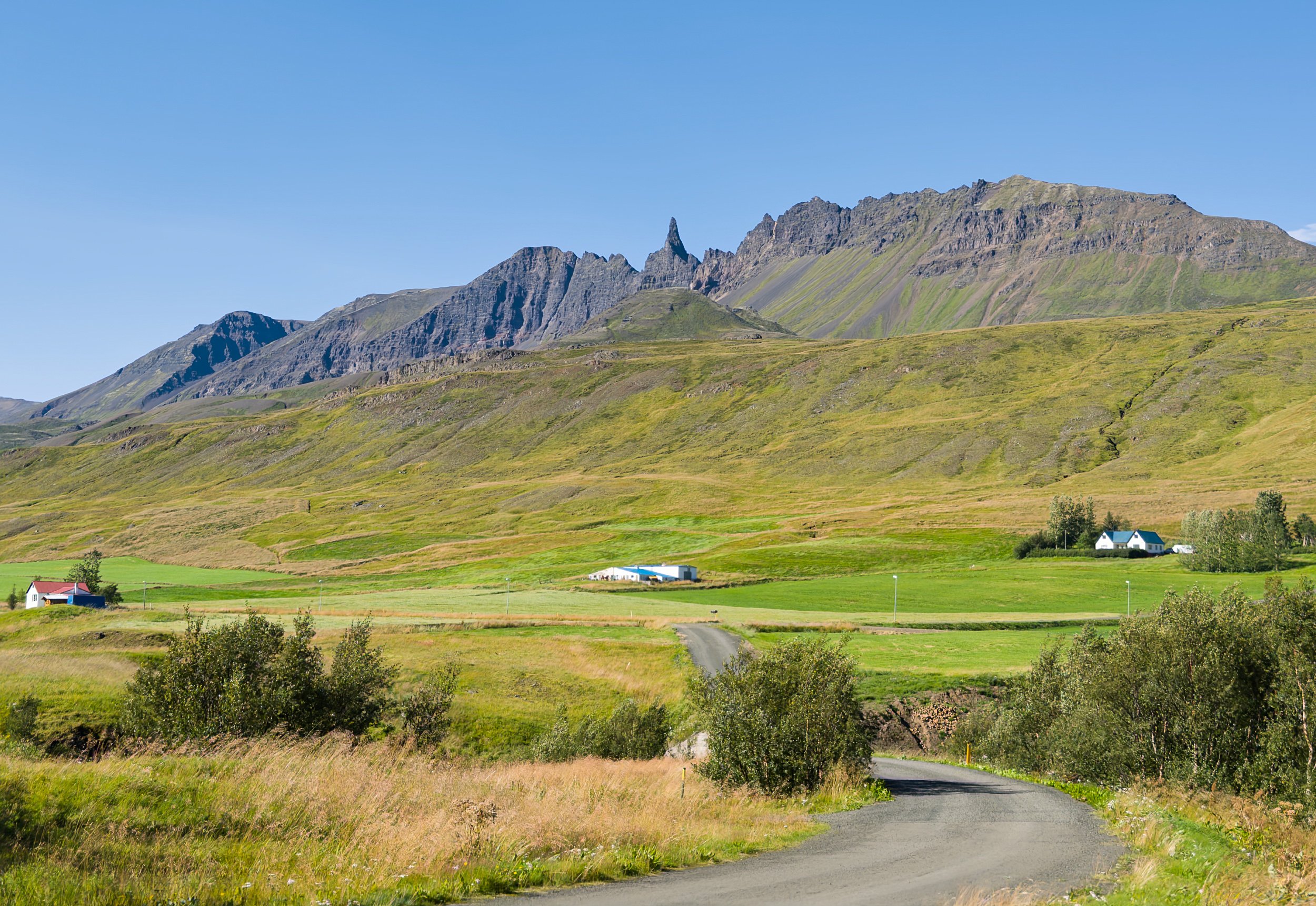 Local roads in the valleys of Trollaskagi peninsula