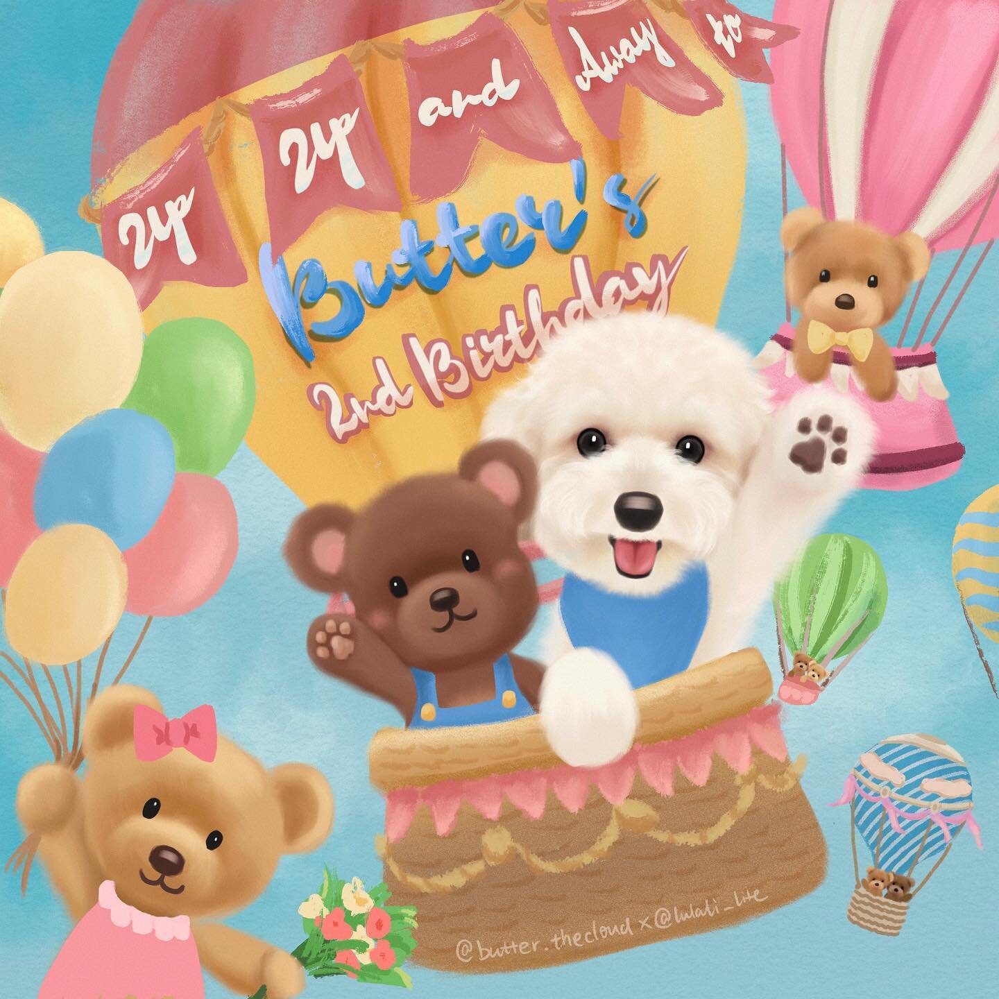 🎂Up up and away! Happy 2nd birthday to the beary pawsome @butter.thecloud ❤️❤️❤️