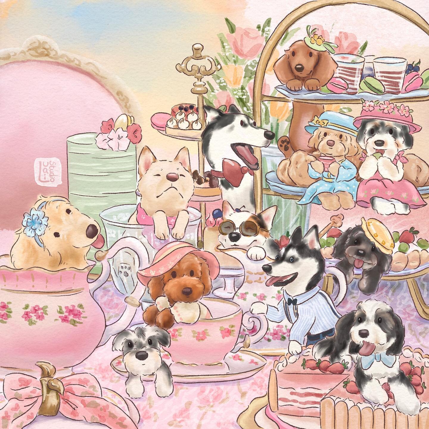 Tea time just got a whole lot cuter 🐶 My ambassador group is expanding and these fluffy muses are leading the way! ❤️