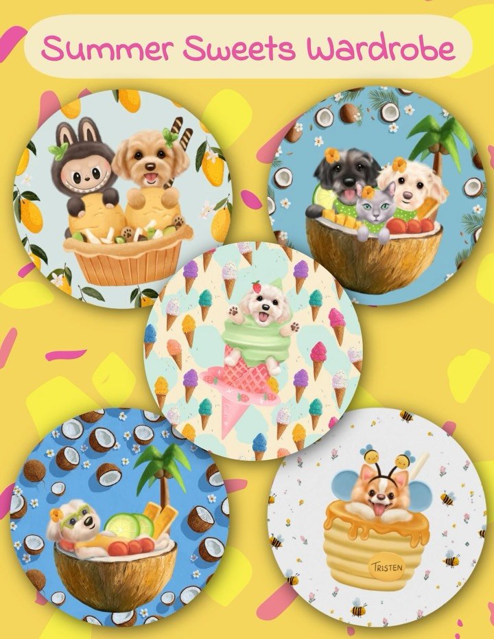 🌞🍧 New Wardrobe Drop! &mdash; Summer Sweets is here 🍦🌴

Ready to dress your pup in the sweetest summer styles?
My brand new Summer Sweets Wardrobe is officially live! 🎉🐶✨

Featuring 5 delicious designs:
🍯 Honey
🥭 Mango Hug
🥥 Coco Snooze
🌴 C