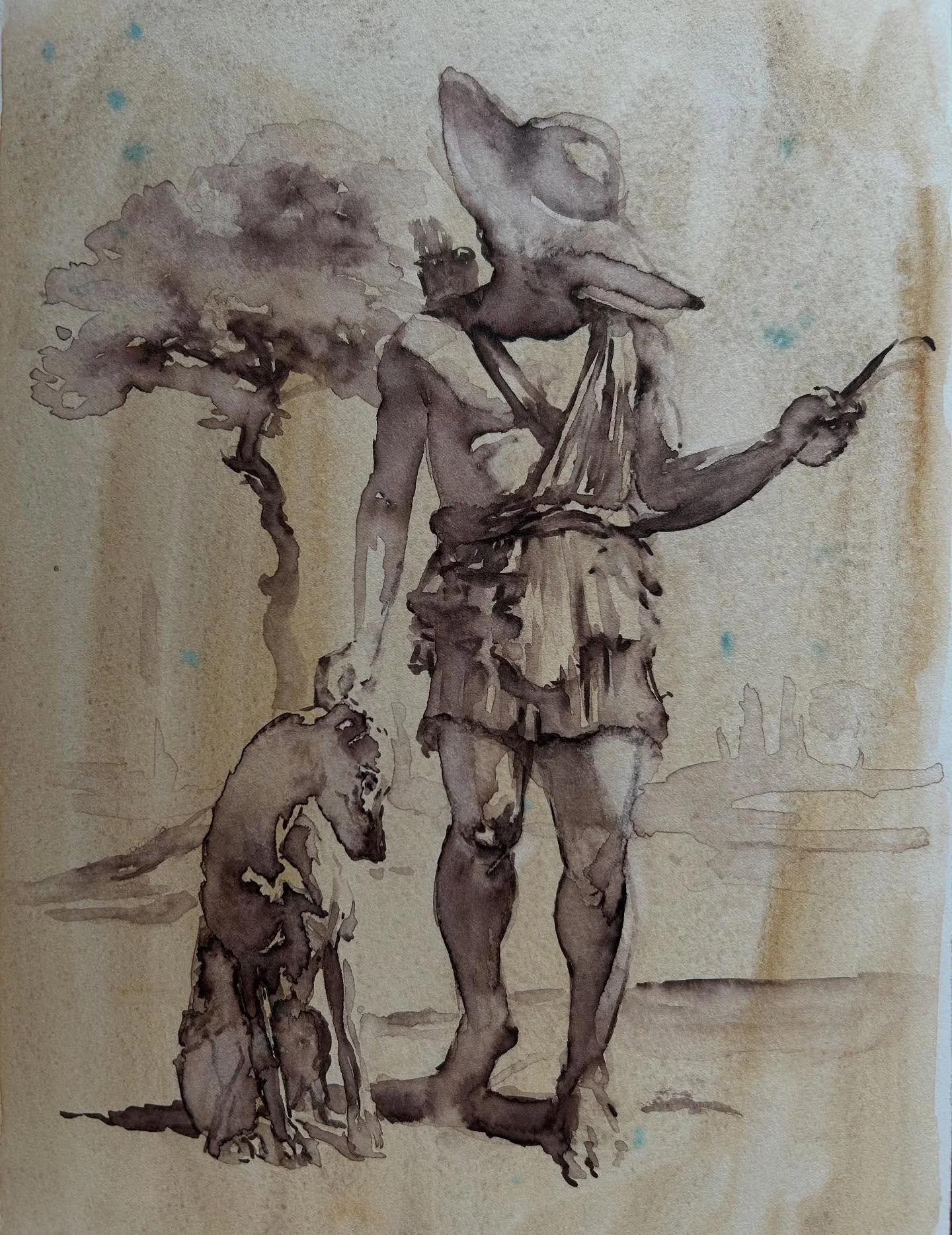 Young hunter with his dog- watercolour study on cotton paper

#watercolour #watercolor #watercolorsketch #hound #ancient