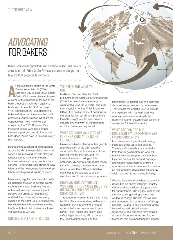 CEO, Karen Dear talks to International Bakery Magazine — Craft Bakers