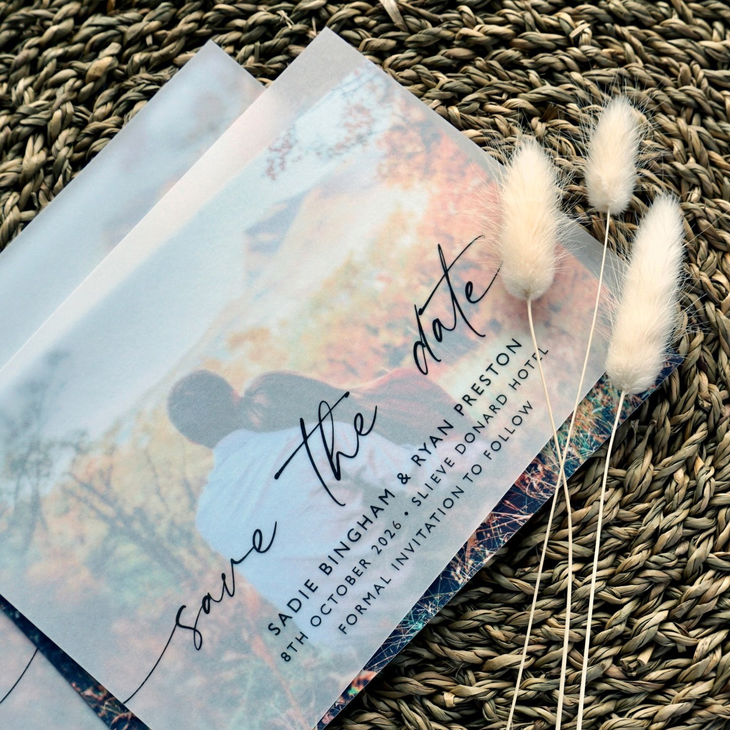 SADIE - Fancy something different for your save the dates? Why not try a photograph paired with a printed vellum cover, it&rsquo;s a great way to show off your favourite snaps as a couple and tie them into your stationery. If your heart is set on a f