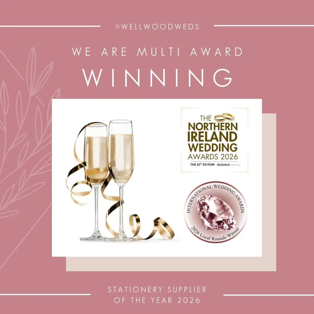 WINNERS - We are truly honoured to receive two awards this month! We are now the proud winners of Stationery Supplier of the Year 2026 in the Northern Ireland Wedding Awards and also Best Wedding Stationery for Northern Ireland 2026 in the Internatio
