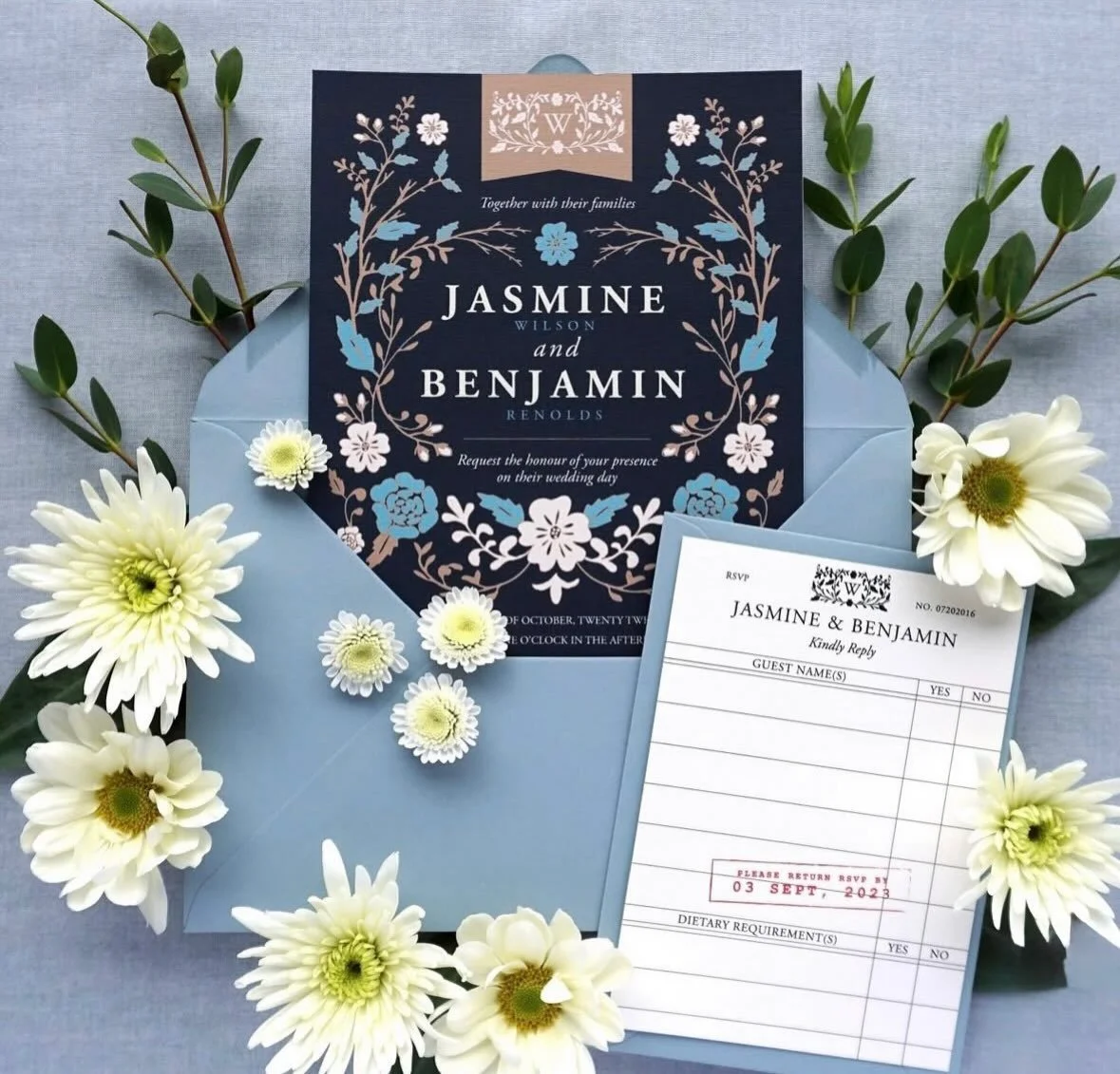 JASMINE - They say you should never judge a book by its cover, let&rsquo;s be honest as a lot of us do, an eye catching design can go a long way. You will certainly want to read this, a library themed invitation suite complete with an RSVP stamp card