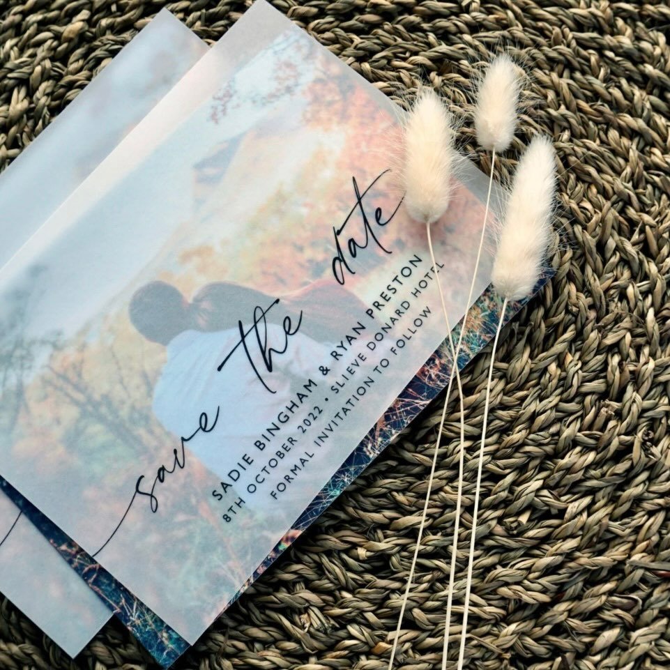 SADIE - Fancy something different for your save the dates? Why not try a photograph paired with a printed vellum cover, it&rsquo;s a great way to show off your favourite snaps as a couple and tie them into your stationery. If your heart is set on a f