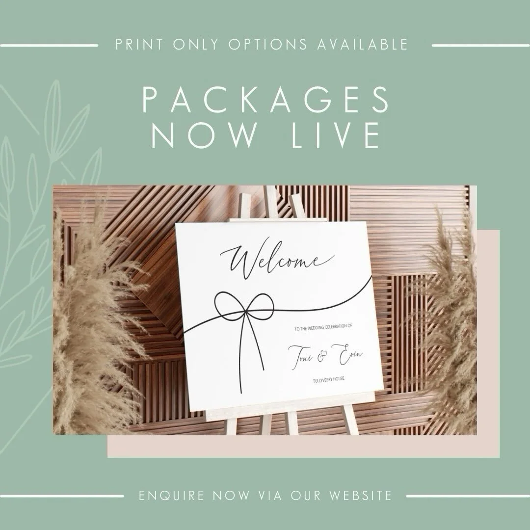 NOW LIVE - Print only packages are now available on our website. With 40 semi-custom suites to choose from, they have been designed to give you everything you need for pre wedding and on-the-day stationery. Packages include invitations, premium envel