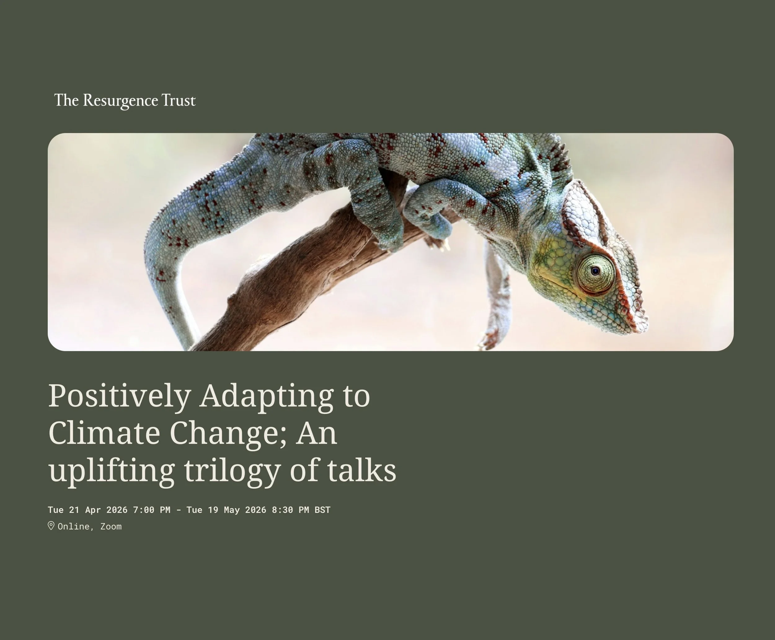 Positively Adapting to Climate Change; An uplifting trilogy of talks