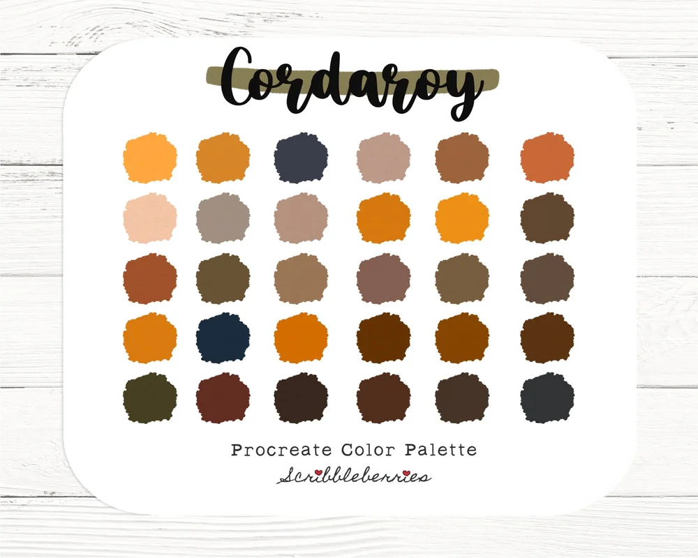 Corduroy, Procreate Color Palette, Earth tones palette, Color Palette, Ipad  Pro, Procreate Brushes, earthy color palette, procreate — Scribbleberries