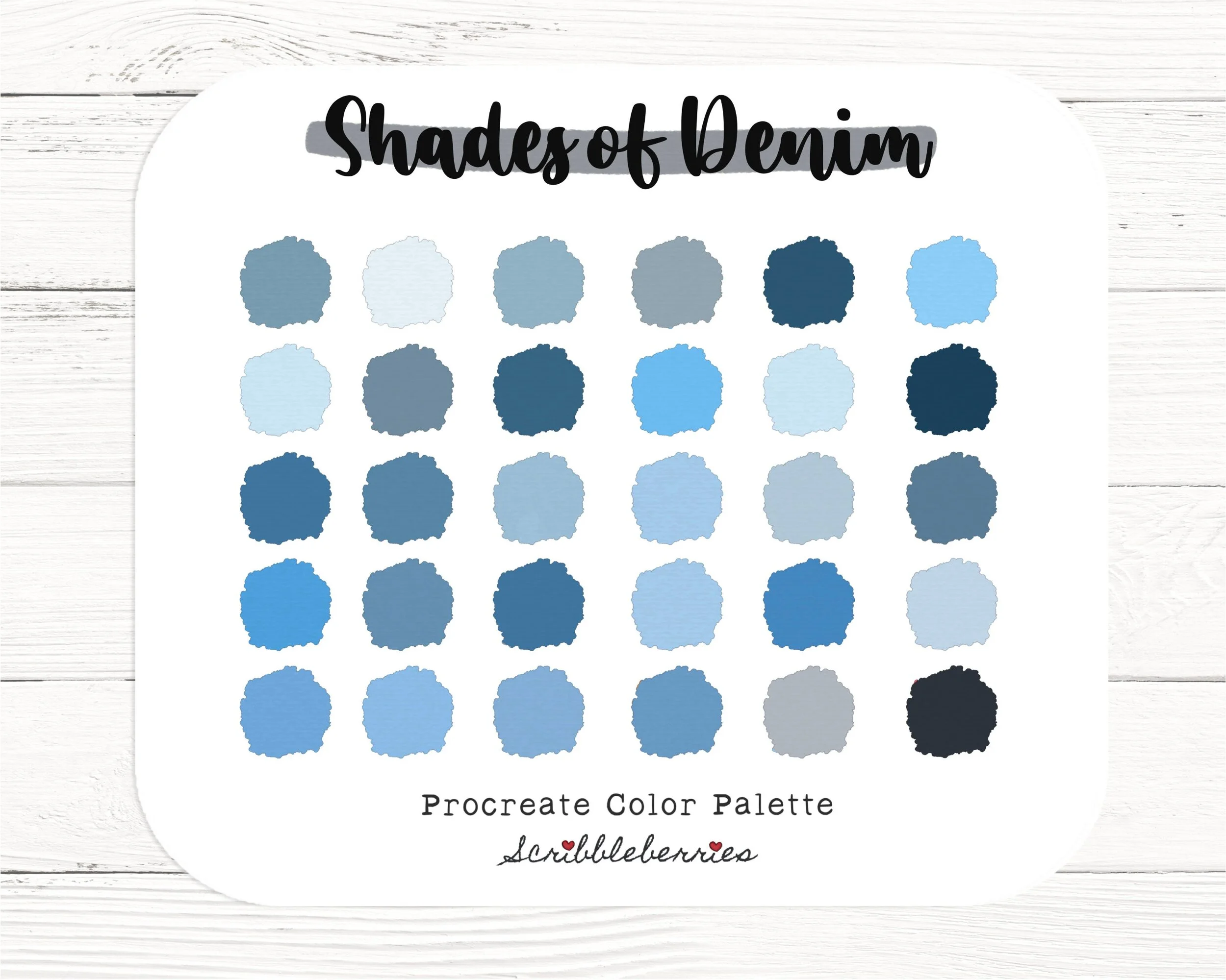Denim Color Palette, Procreate Color 