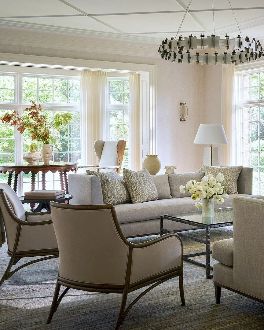 The formal living room at our client's English Country Tudor Estate