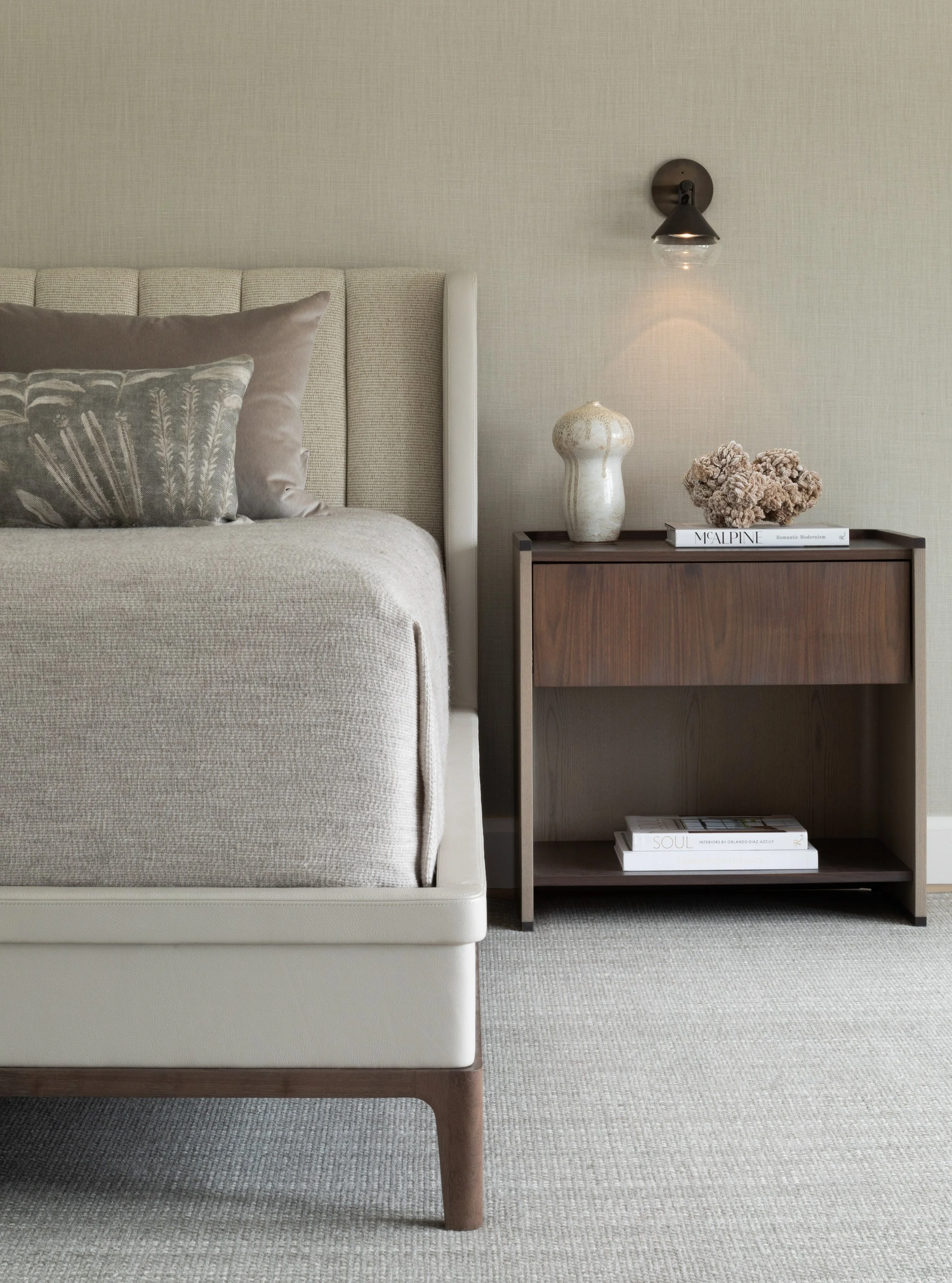 Layered lighting sets the tone and creates mood.
One of the strongest elements we can implement into our designs to set a serene mood is accent lighting.

Here we are highlighting how sconces elevate the spaces we create, adding different finishes, t
