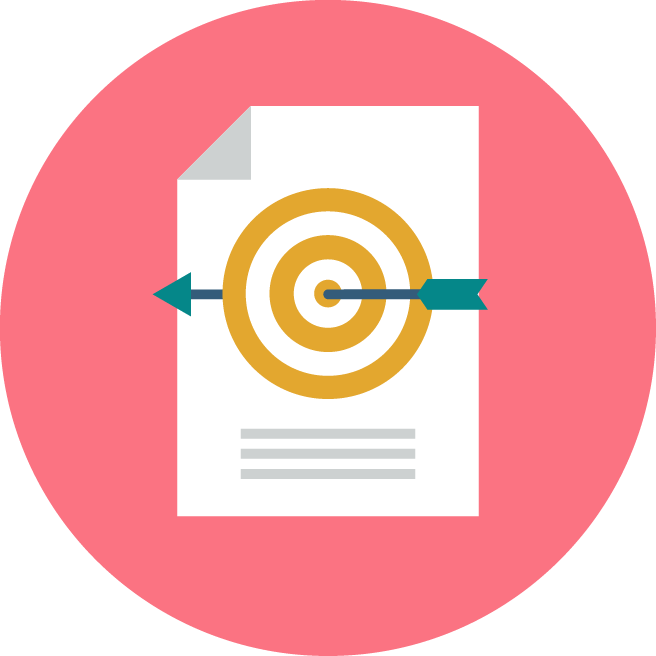 A sheet of paper with a target and an arrow hitting the bullseye, symbolizing achieving a goal.