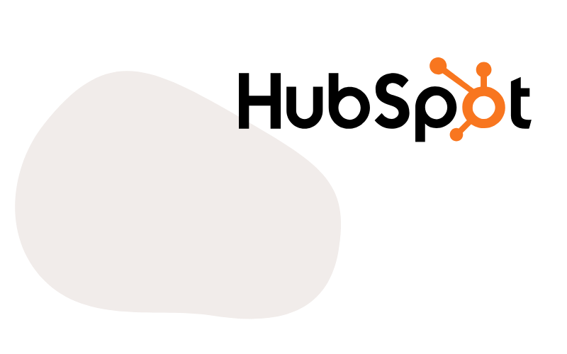 A pie chart with two sections, one larger and one smaller, and an orange logo of HubSpot in the top right corner.