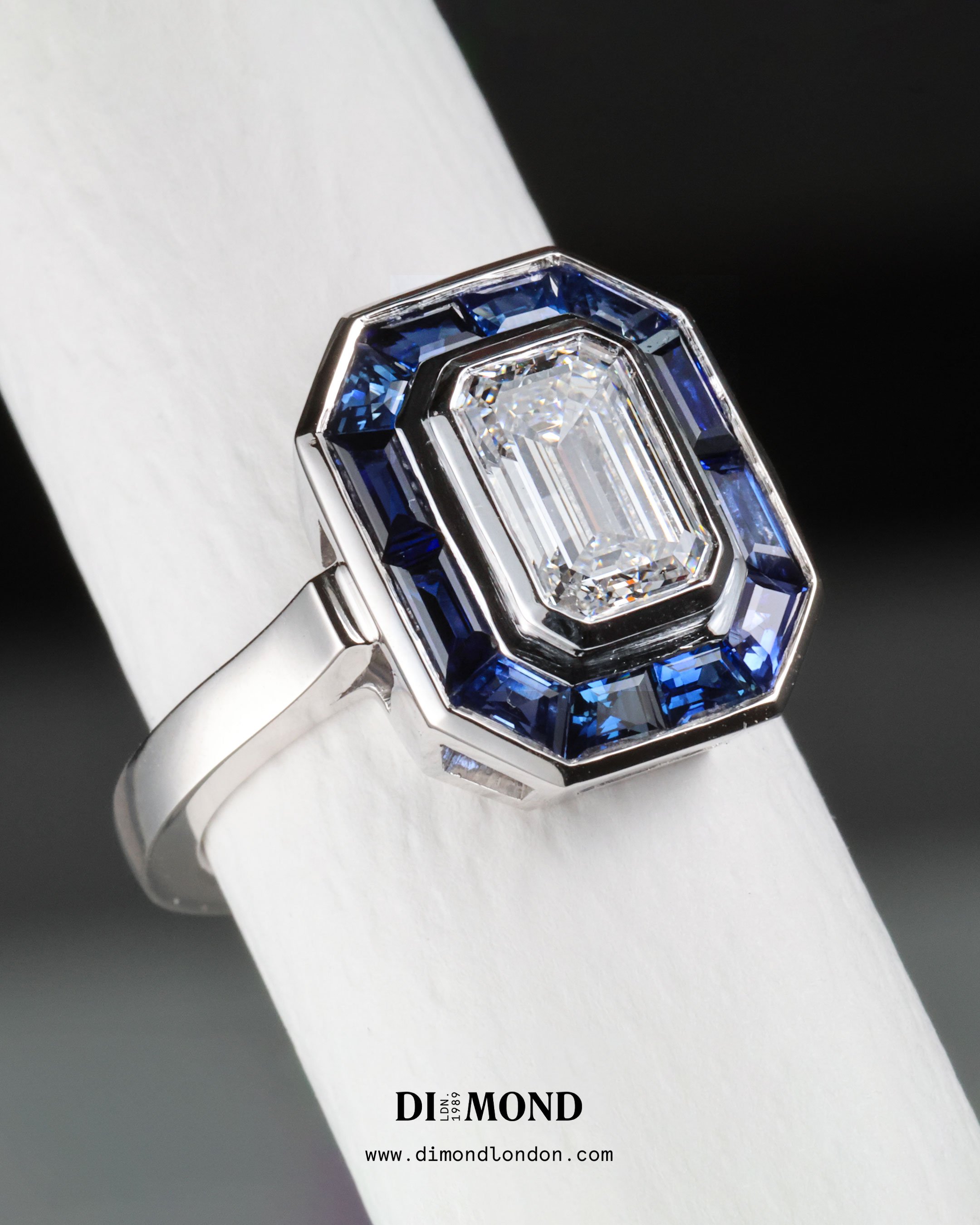 Sapphire and diamond Art Deco engagement ring