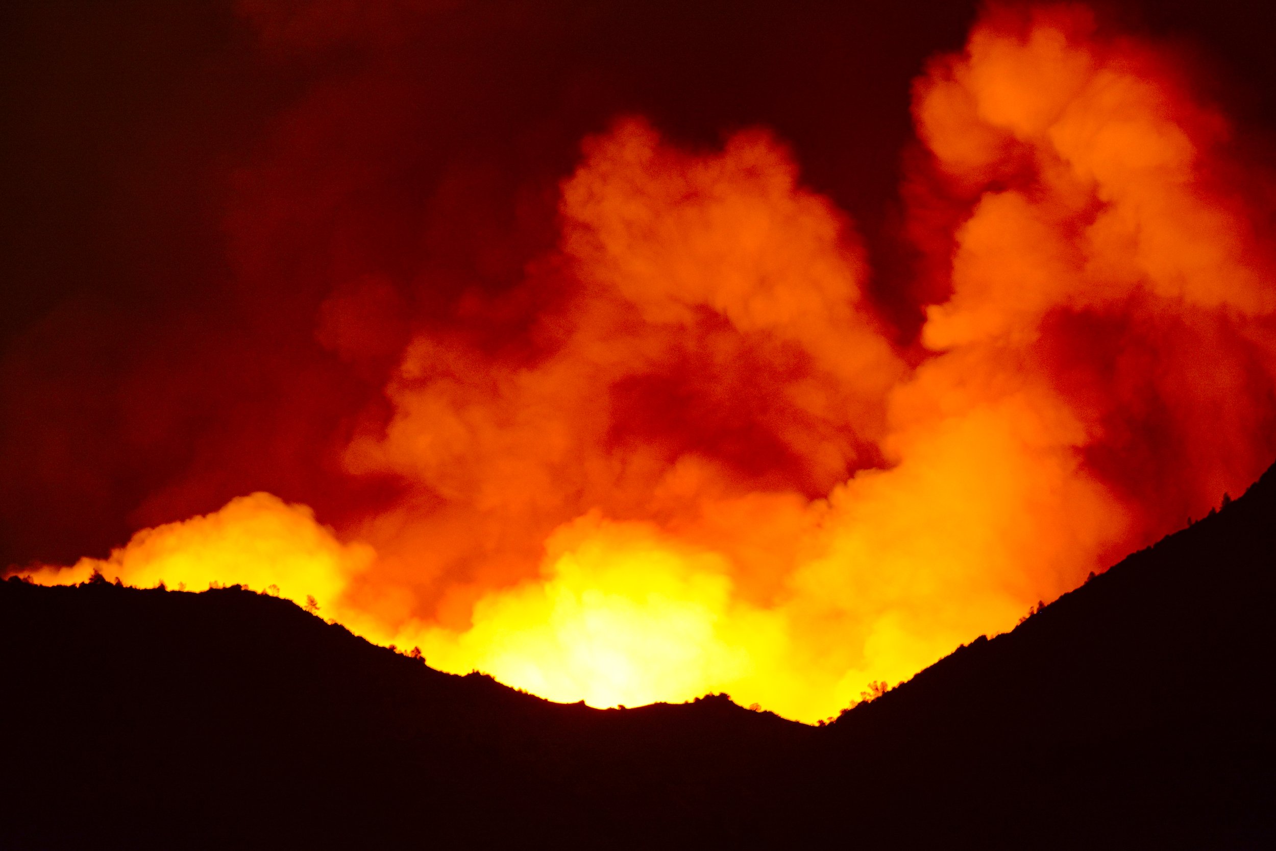 fire on Mt. Diablo at night