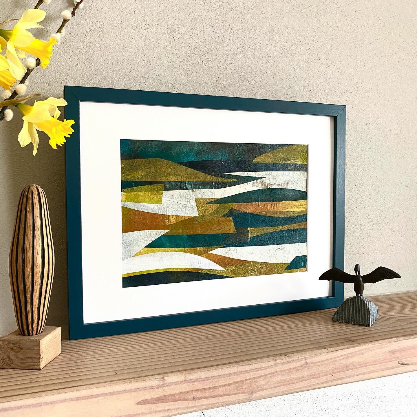 I&rsquo;ve never been one for dark frames but I have to say, they have their place sometimes! 
I repainted an old ikea frame with some Fired Earth &lsquo;Beneath the Waves&rsquo; eggshell and it really picks out the colours in the painting.
It makes 