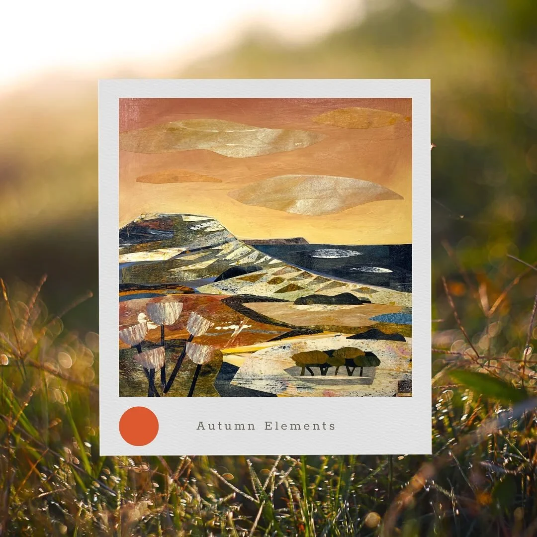 I&rsquo;m so pleased this autumnal collage landscape found a new home! 
When you sell through a gallery or shop you never know who has bought it.

#autumn #collage #collageelements #autumnelements #goldencap #stonebarrow #westdorset #dorset #dorsetla