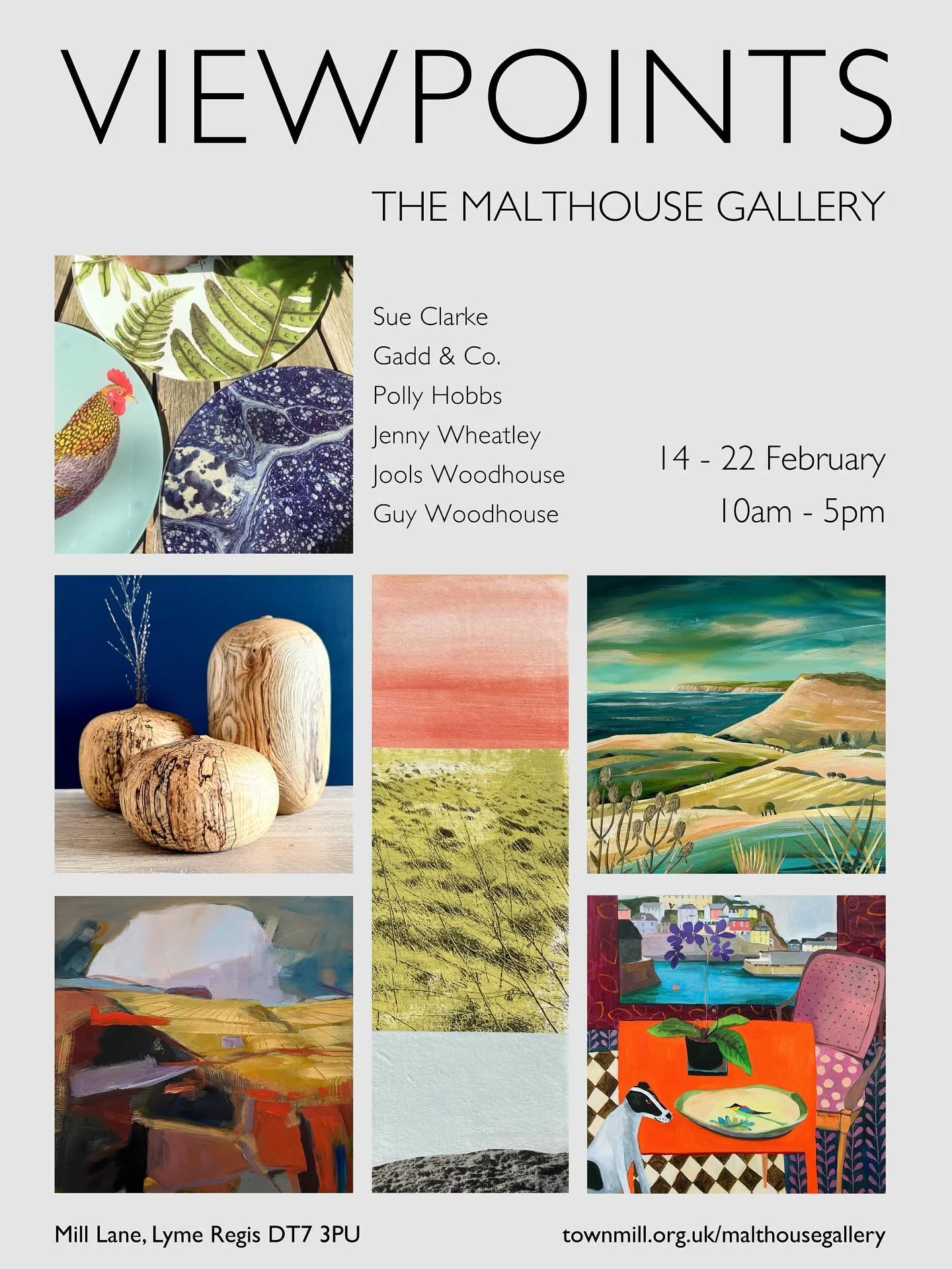 Next up!
A week at The Malthouse Gallery in Lyme Regis with fellow artist friends
14-22nd Feb

&lsquo;Viewpoints&rsquo; 
6 Wessex artists&rsquo; interpretations of their local landscape in wood, paper, paint, tableware and collage- it&rsquo;s going t
