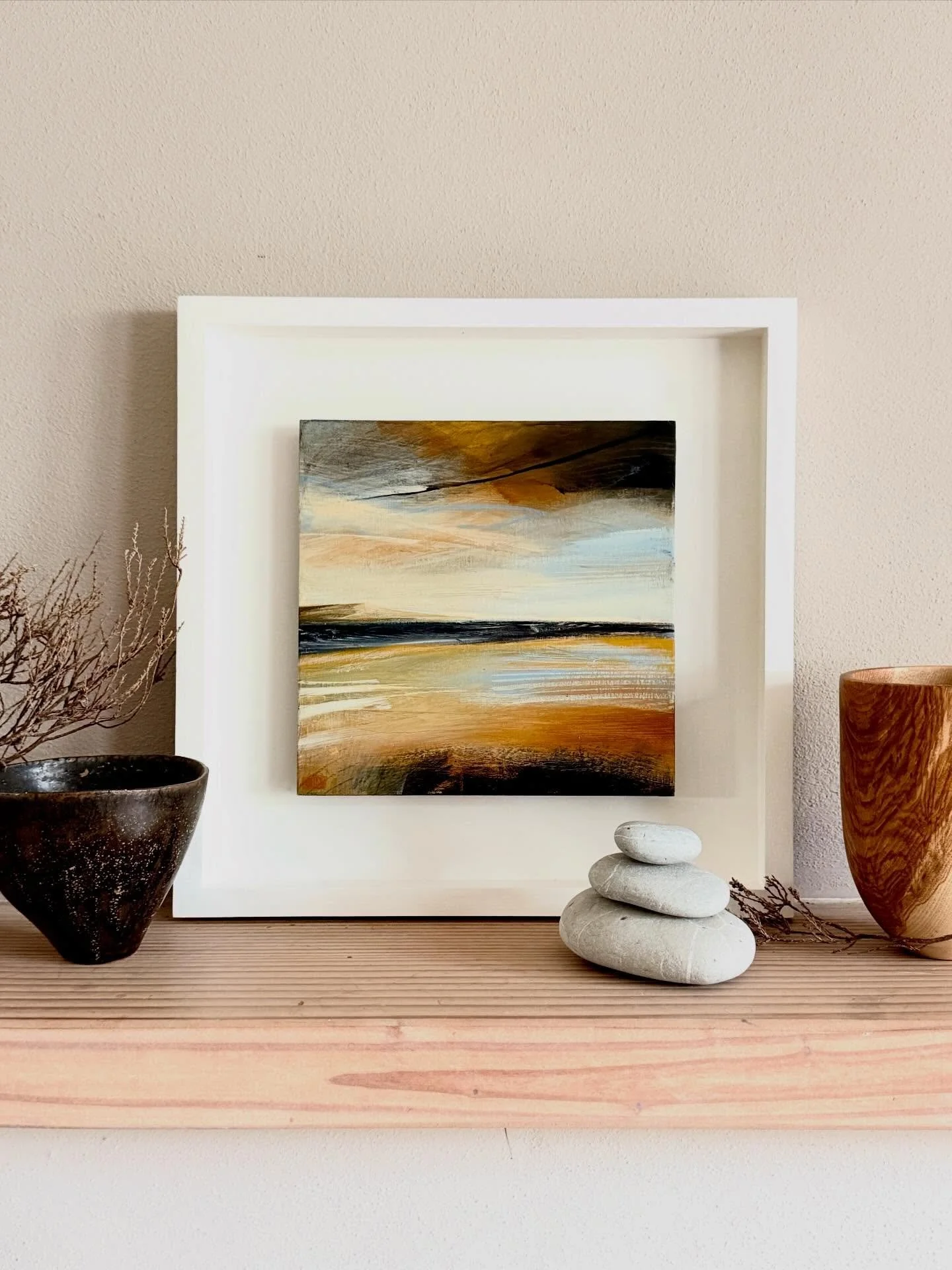 Finishing off some smaller paintings ready for @dorsetartweeks which kicks off next Saturday! The countdown begins&hellip;

#acryliclandscapes #dorsetlandscapes #dorset #lymeregis #abstractlandscapes