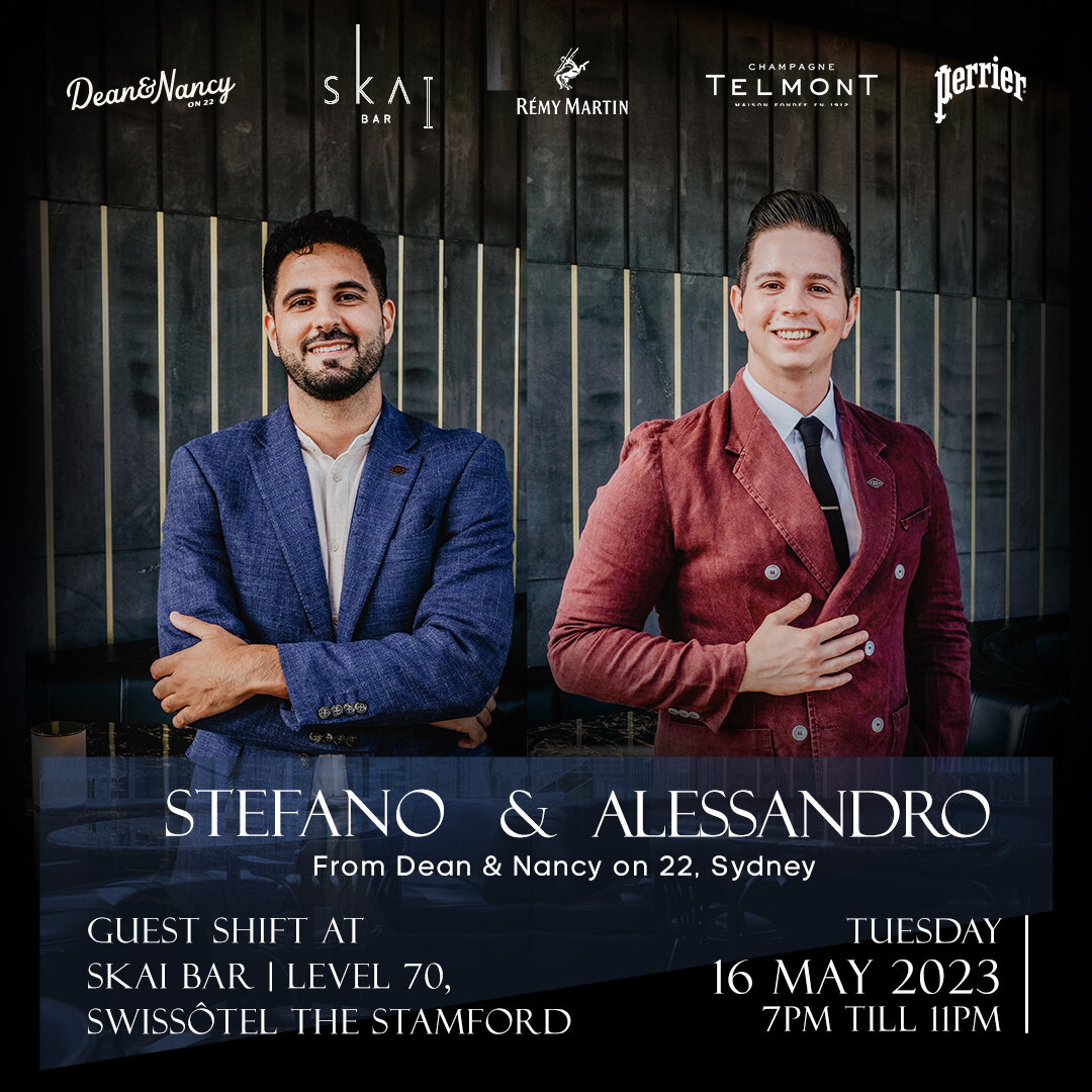 Don't miss out on a night filled with fun and excitement with our guest bartenders Stefano &amp; Alessandro from Dean &amp; Nancy on 22, Sydney!

For one night only on 16 May 2023, make your reservations via the link in our profile bio.

#SKAIBar #De