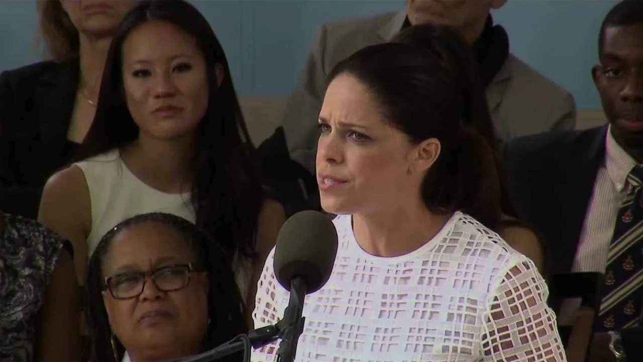 Soledad O'Brien giving a commencement speech at Harvard
