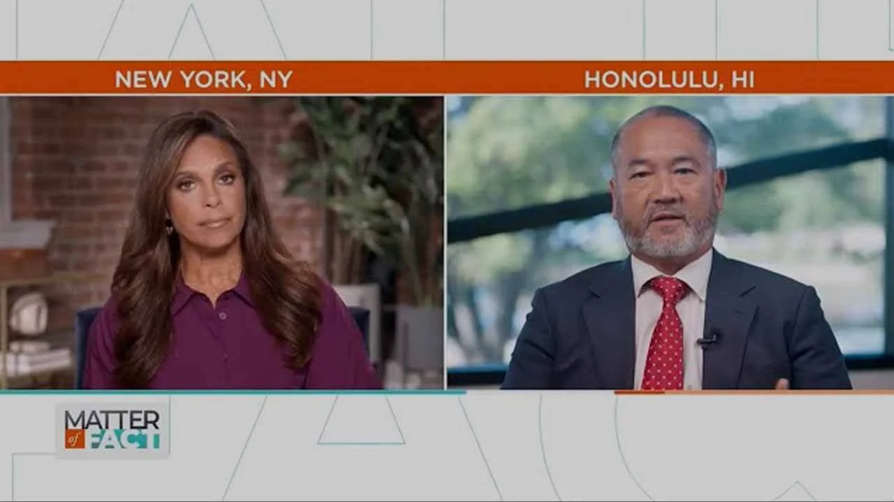 Soledad O'Brien interviewing a guest on Matter of Fact