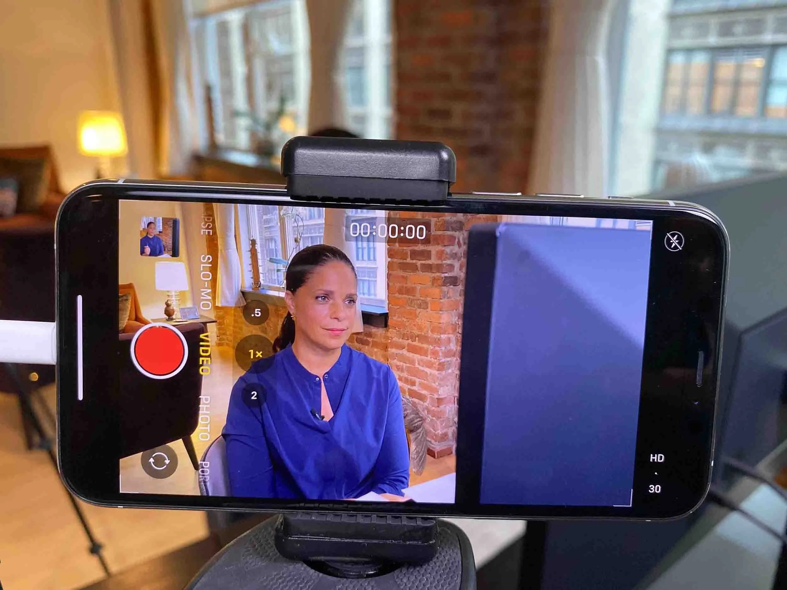 iPhone filming Soledad O'Brien doing an interview