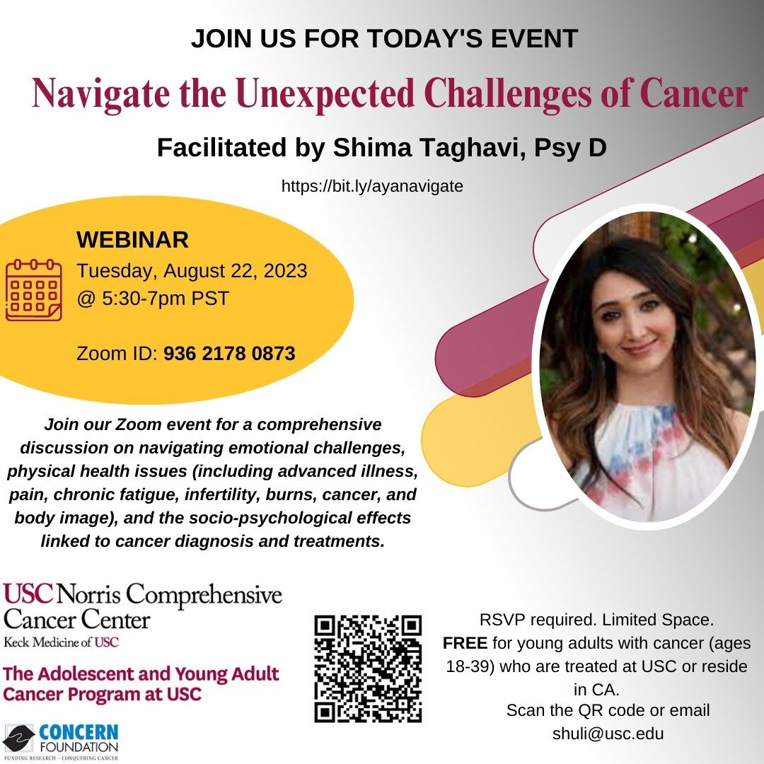 Life can be challenging, life with a medical condition can be particularly challenging. We face obstacles on every journey we make. Join us TODAY with Dr. Shima Taghavi to find out how to navigate these unexpected challenges. 

Dr. Taghavi completed 