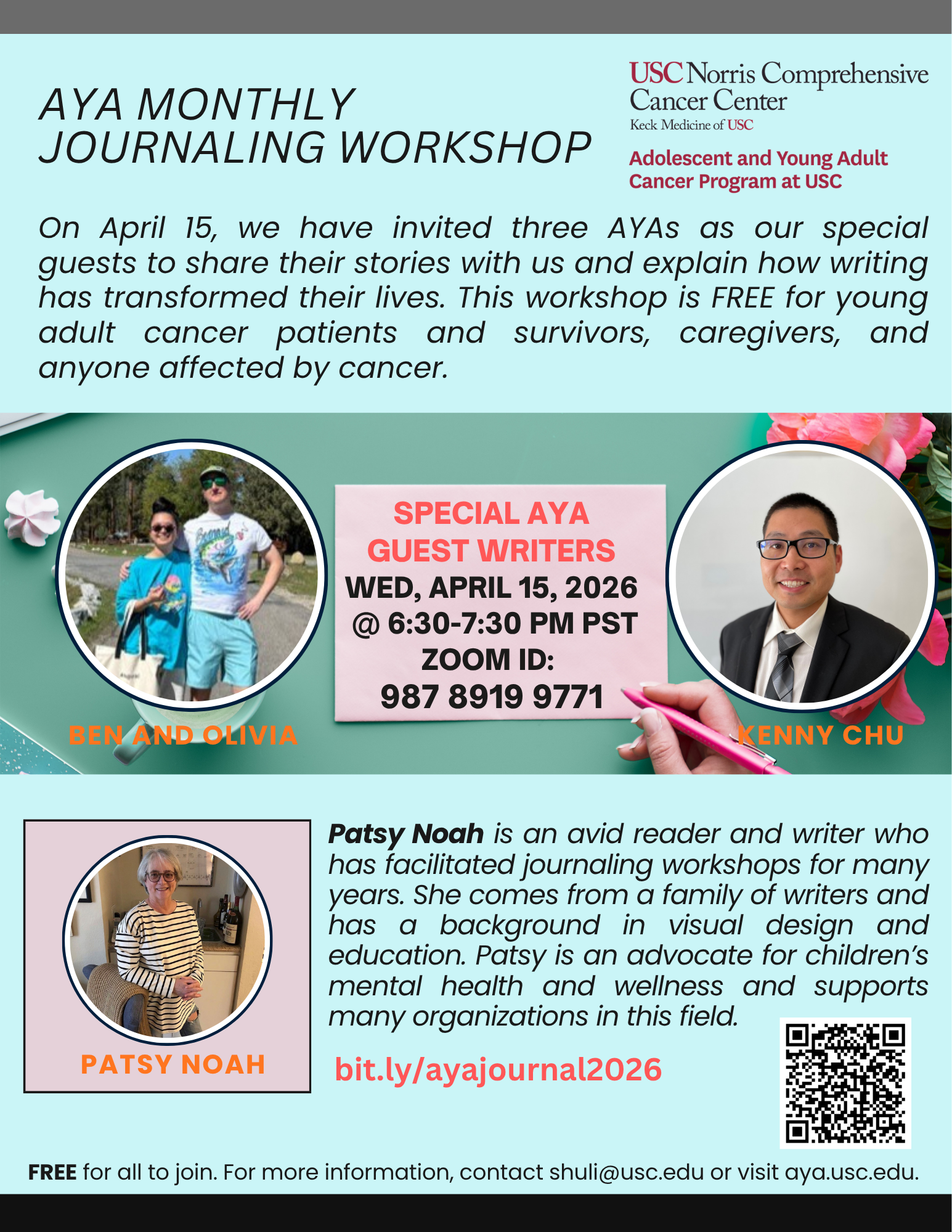 AYA Monthly Journaling Workshop