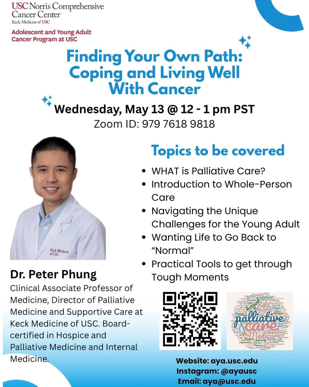 Dr. Peter Phung is Clinical Associate Professor of Medicine, Director of Palliative Medicine and Supportive Care at Keck Medicine of USC. Board-certified in Hospice and Palliative Medicine and Internal Medicine.

The presentation will cover the follo
