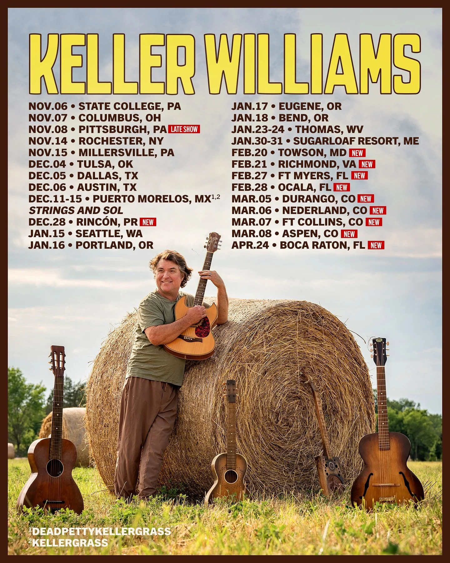 📣 NEW 2026 Shows! 
 🎟 On sale this Friday 11/7 at 10 am local time! 

2/20 @therechermd Towson, MD with @dirtygrassplayers 
2/21 @tinpanrva Richmond, VA 
2/27 @pointybelbrew Fort Meyer, FL
3/5 @animascitytheatre Durango, CO
3/6 @thecaribouroom Nede