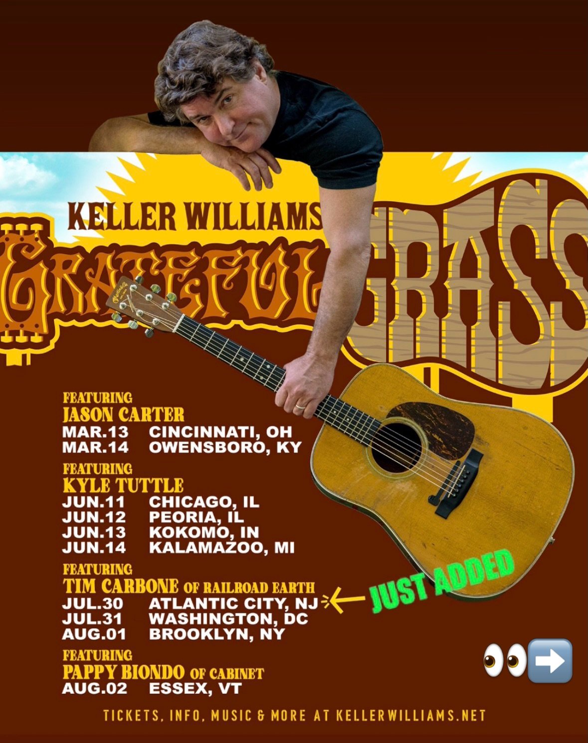 🙌🏻 Grateful for a year of grass! 

🔥Just added 7/30 Atlantic City New Jersey to the #DaysBetween run ft #Tim Carbone at  @anchorrockclub 

All 🎟️ on sale NOW! 

👀 ➡️ for all tour dates + Keller &amp; the Keels Grass NOW on vinyl

#kellerwilliams
