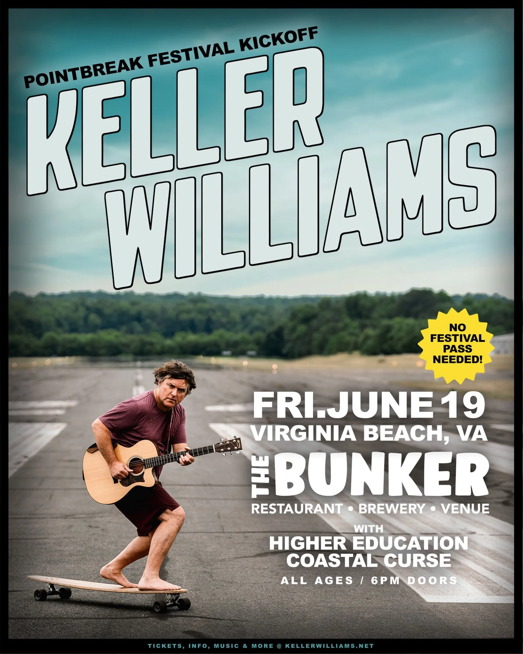 🌊 Virginia Beach - headed to @bunkerbrewpub Friday, June 19 for the @pointbreakfestival kick off show.

🚨No festival pass required 

🕕 Doors 6 pm &bull; Come early for @highereduband + @coastalcurse_ 

All Ages

🎟️ Tickets at pointbreakfestival.c